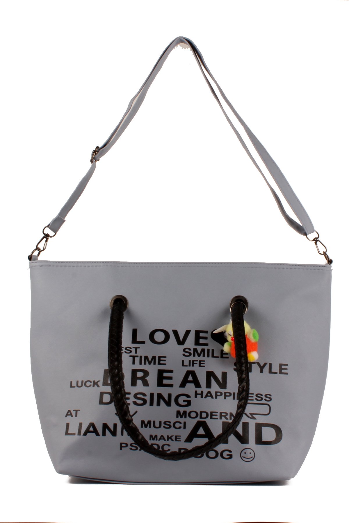 LWE1682-SyhMusabLuwwe Bag'sKadın Özel Deri Yazı Detaylı Shopper Kol ve Omuz Çantası (1682)