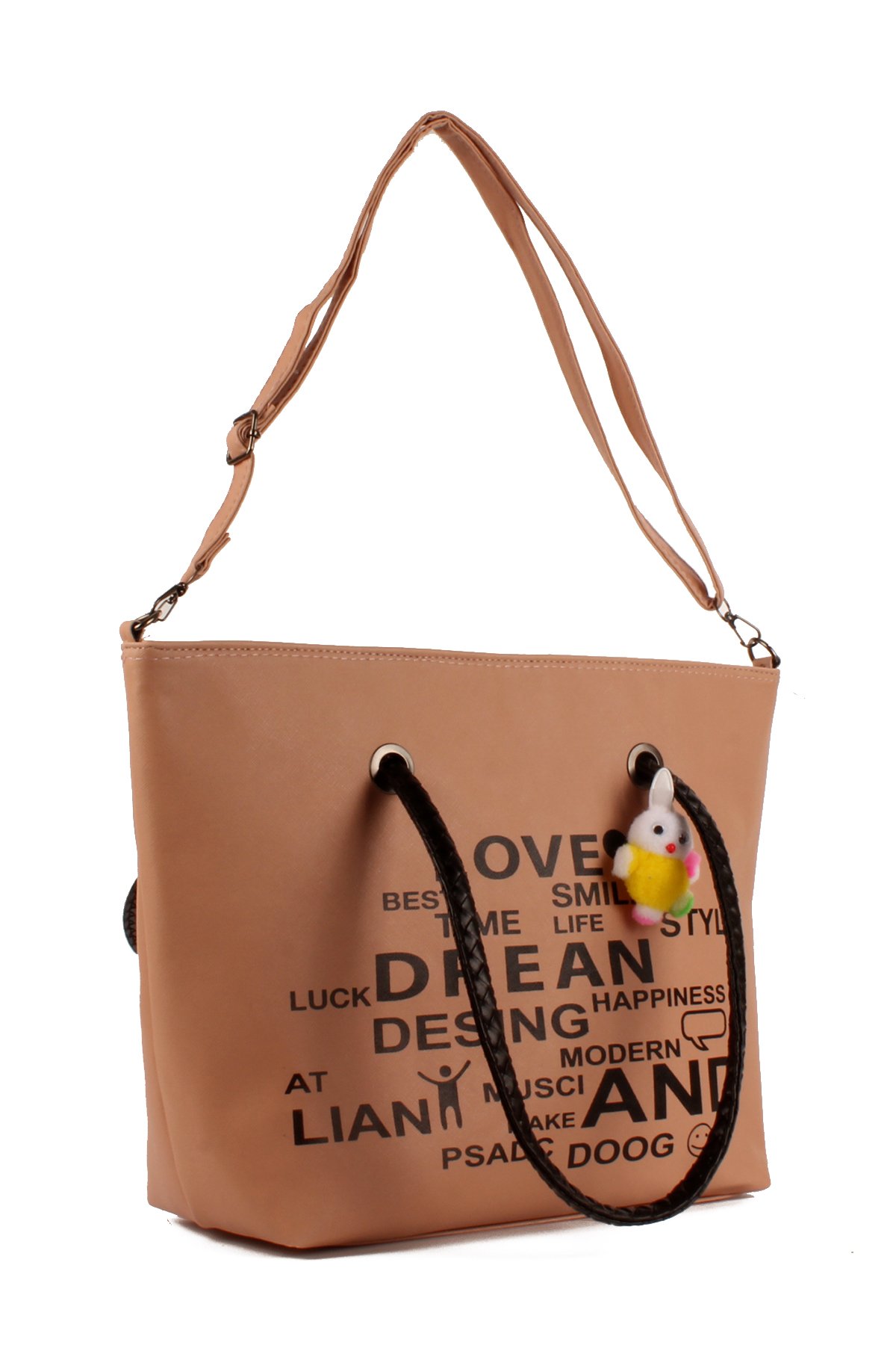 LWE1682-SyhMusabLuwwe Bag'sKadın Özel Deri Yazı Detaylı Shopper Kol ve Omuz Çantası (1682)