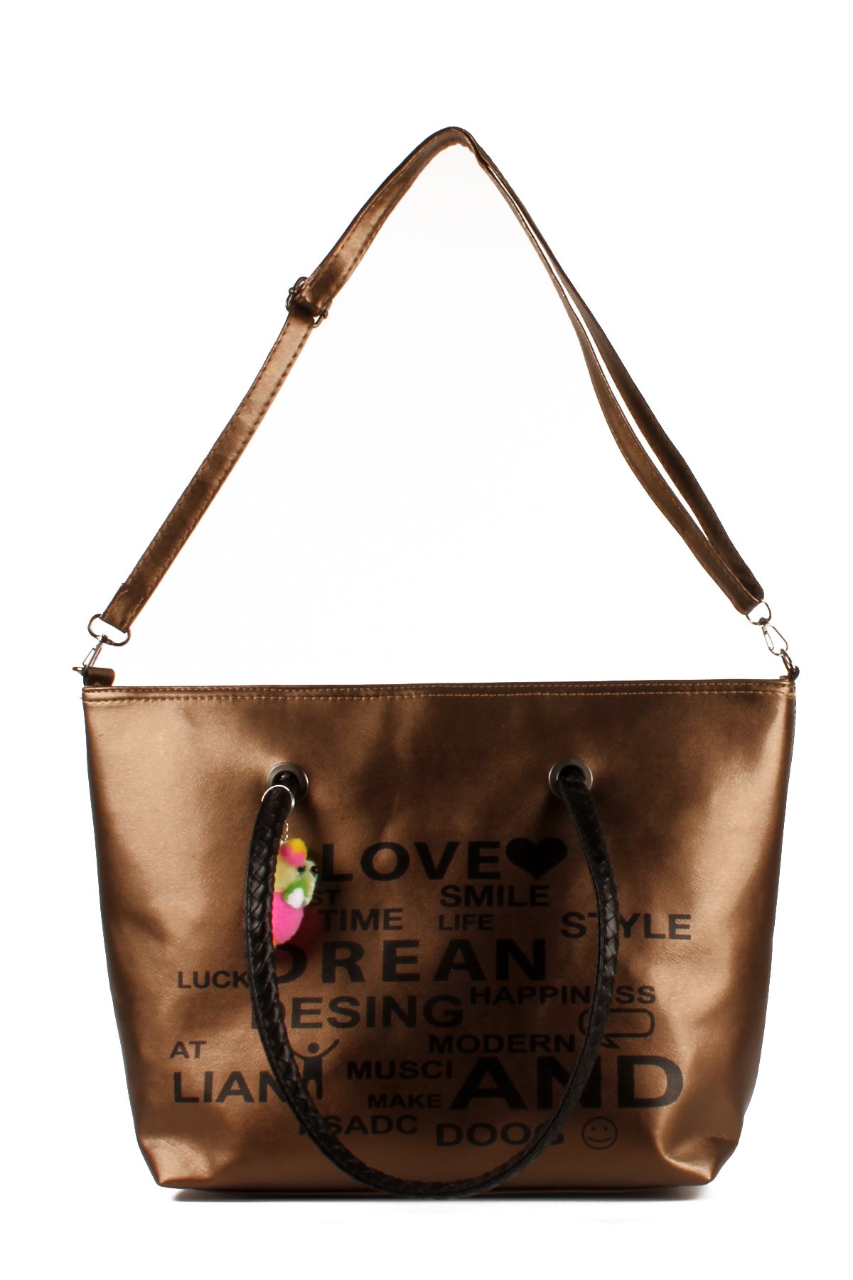 LWE1682-SyhMusabLuwwe Bag'sKadın Özel Deri Yazı Detaylı Shopper Kol ve Omuz Çantası (1682)