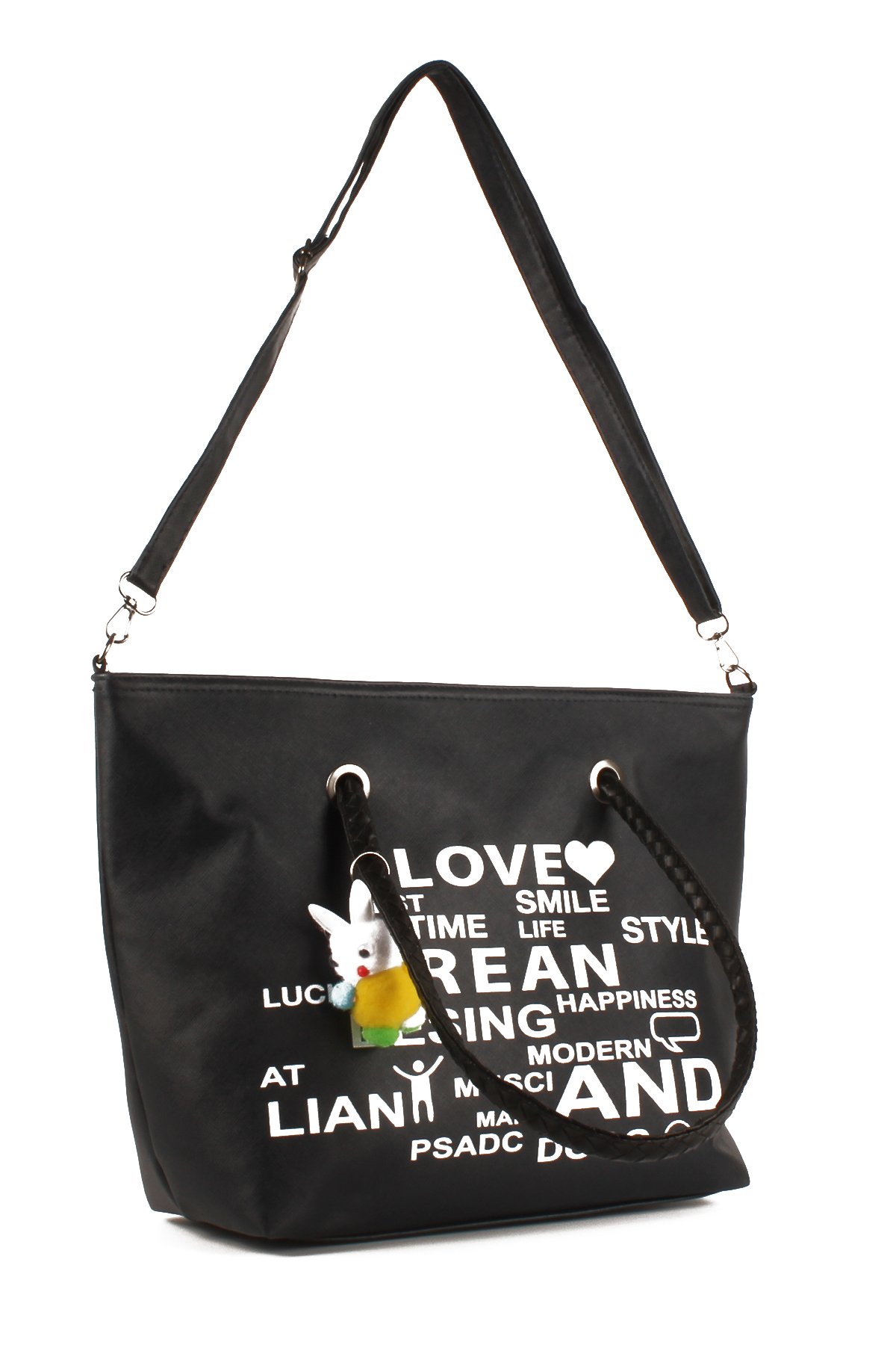 LWE1682-SyhMusabLuwwe Bag'sKadın Özel Deri Yazı Detaylı Shopper Kol ve Omuz Çantası (1682)