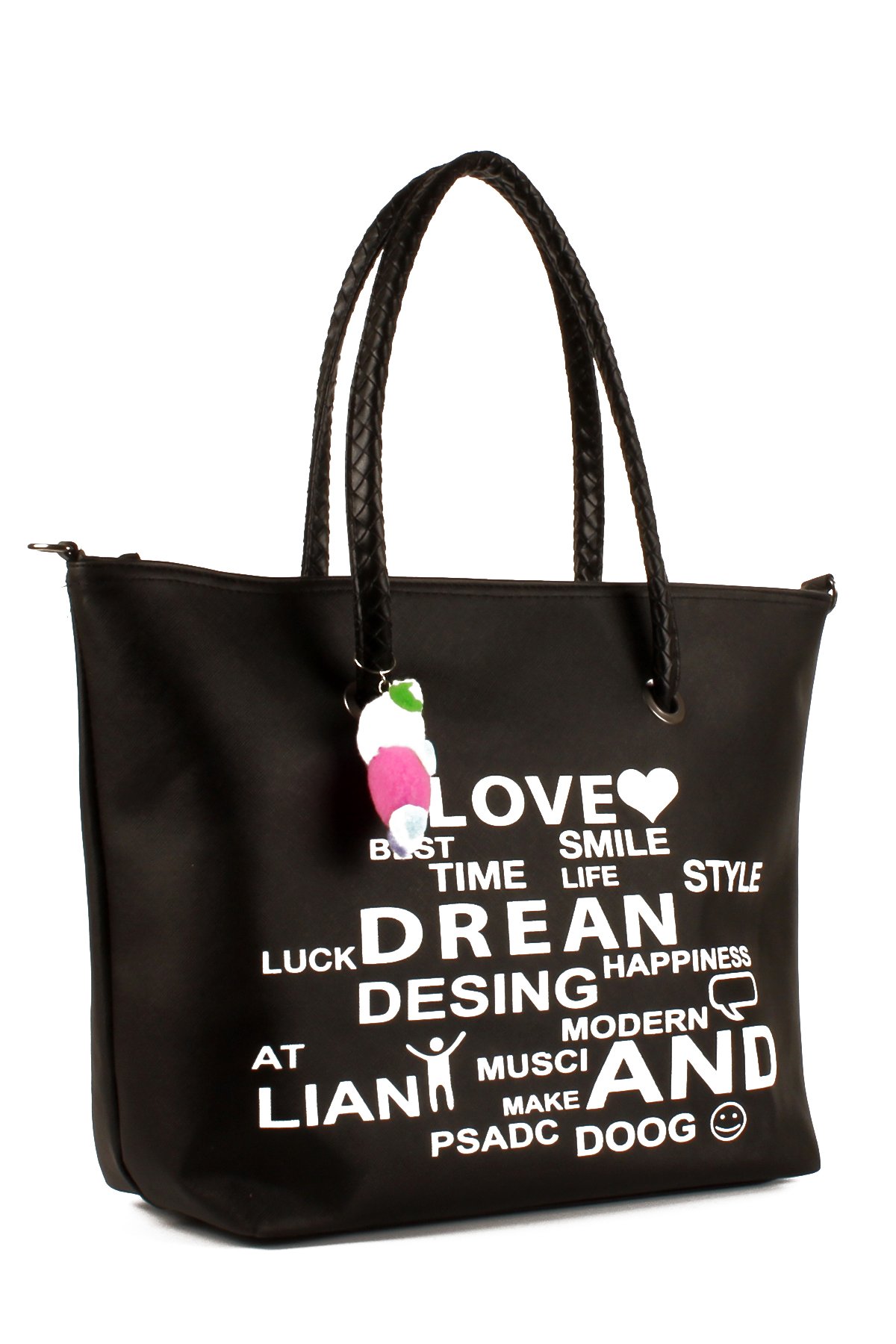 LWE1682-SyhMusabLuwwe Bag'sKadın Özel Deri Yazı Detaylı Shopper Kol ve Omuz Çantası (1682)