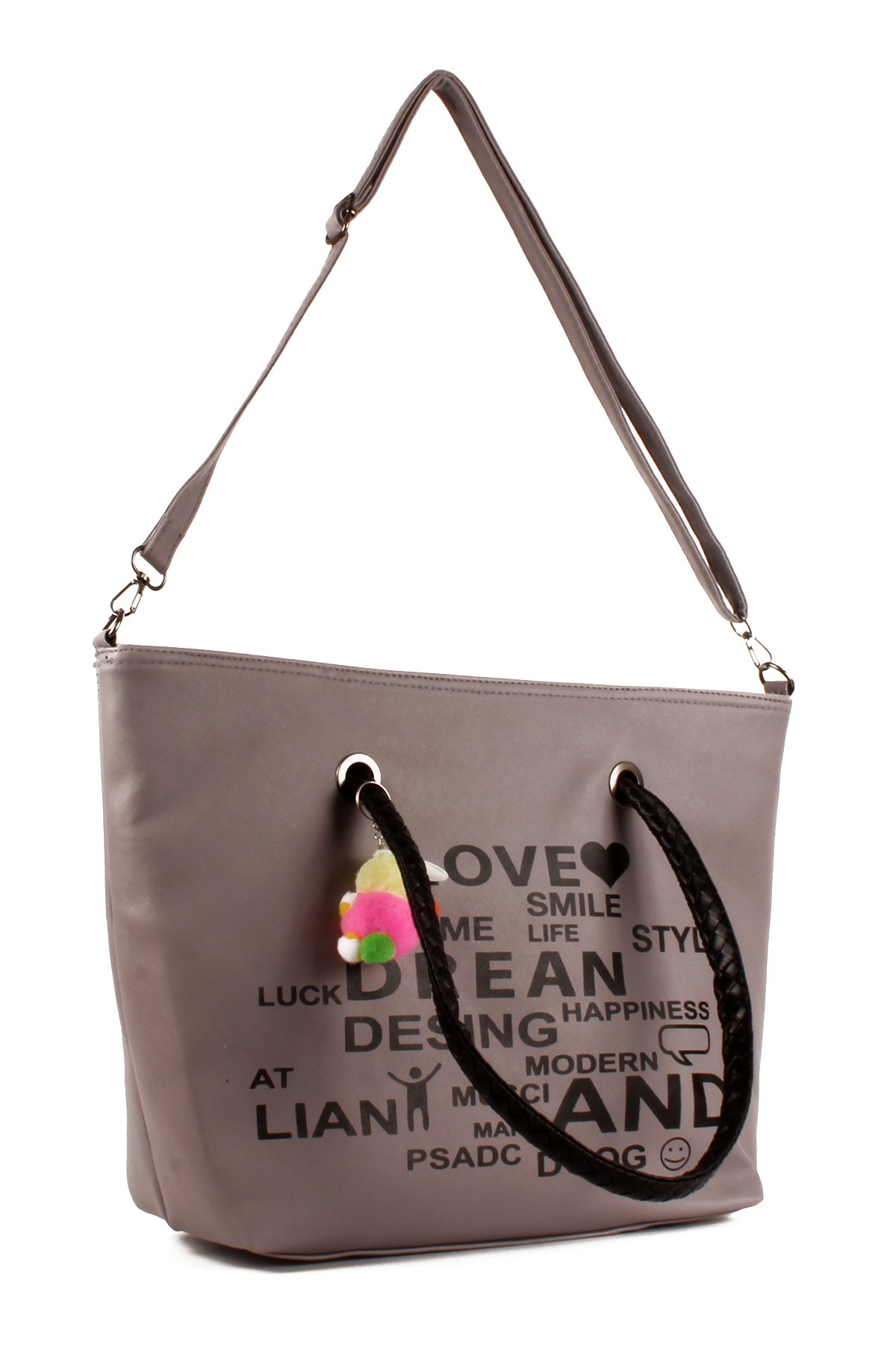 LWE1682-SyhMusabLuwwe Bag'sKadın Özel Deri Yazı Detaylı Shopper Kol ve Omuz Çantası (1682)