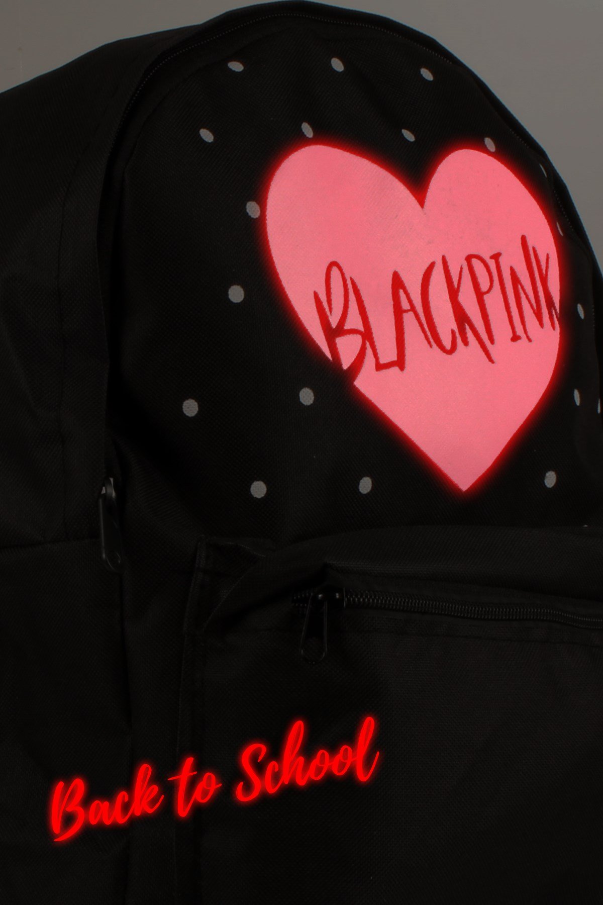 LWE20692-SyhTalhaLuwwe Bag'sKadın Paraşüt Kumaş Black Pink Slogan Yazı Detaylı Çift Bölmeli Sırt Çantası (20692)