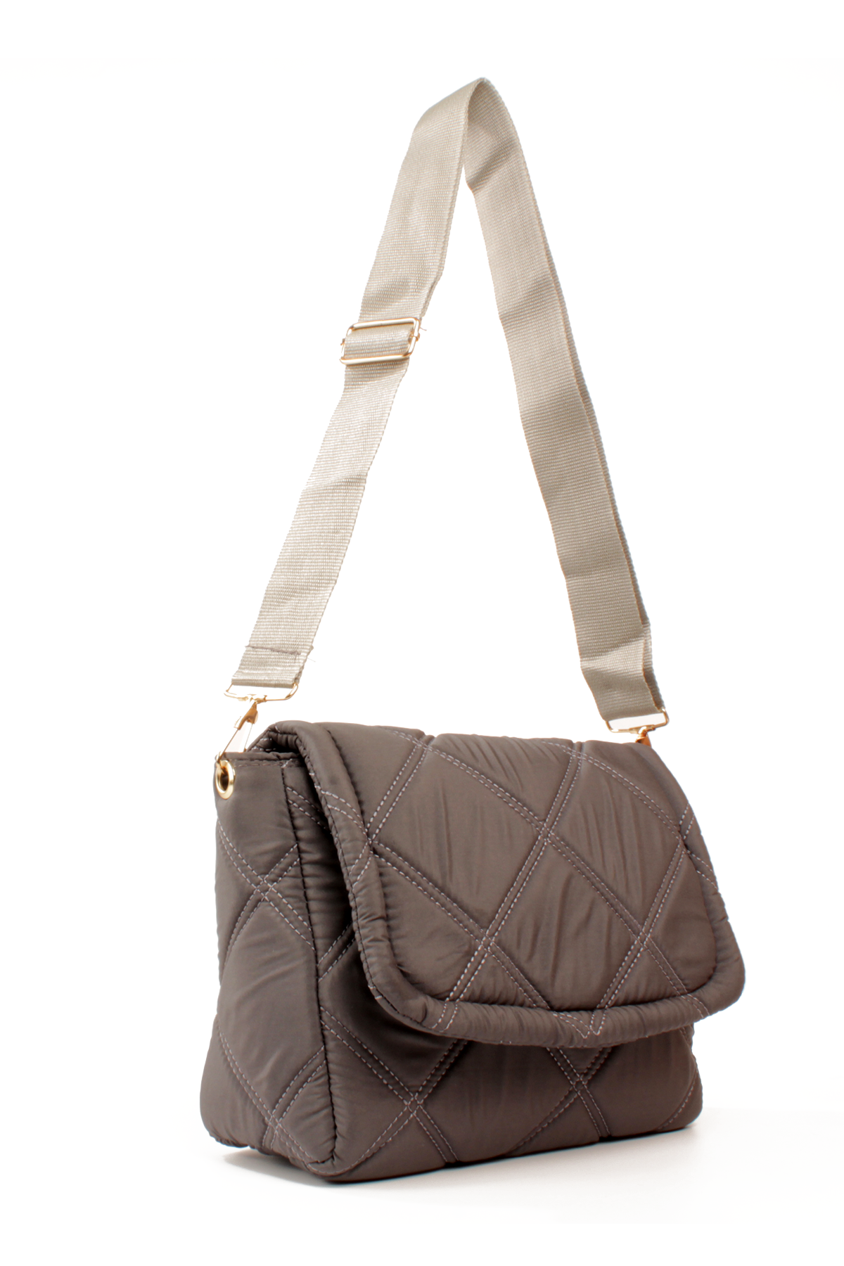 LWE10794-SyhTalhaLuwwe Bag'sKadın Paraşüt Kumaş Kapitoneli Spor Kolon Askılı Çıt Çıt Kapaklı Omuz&Çapraz Çanta (10794)