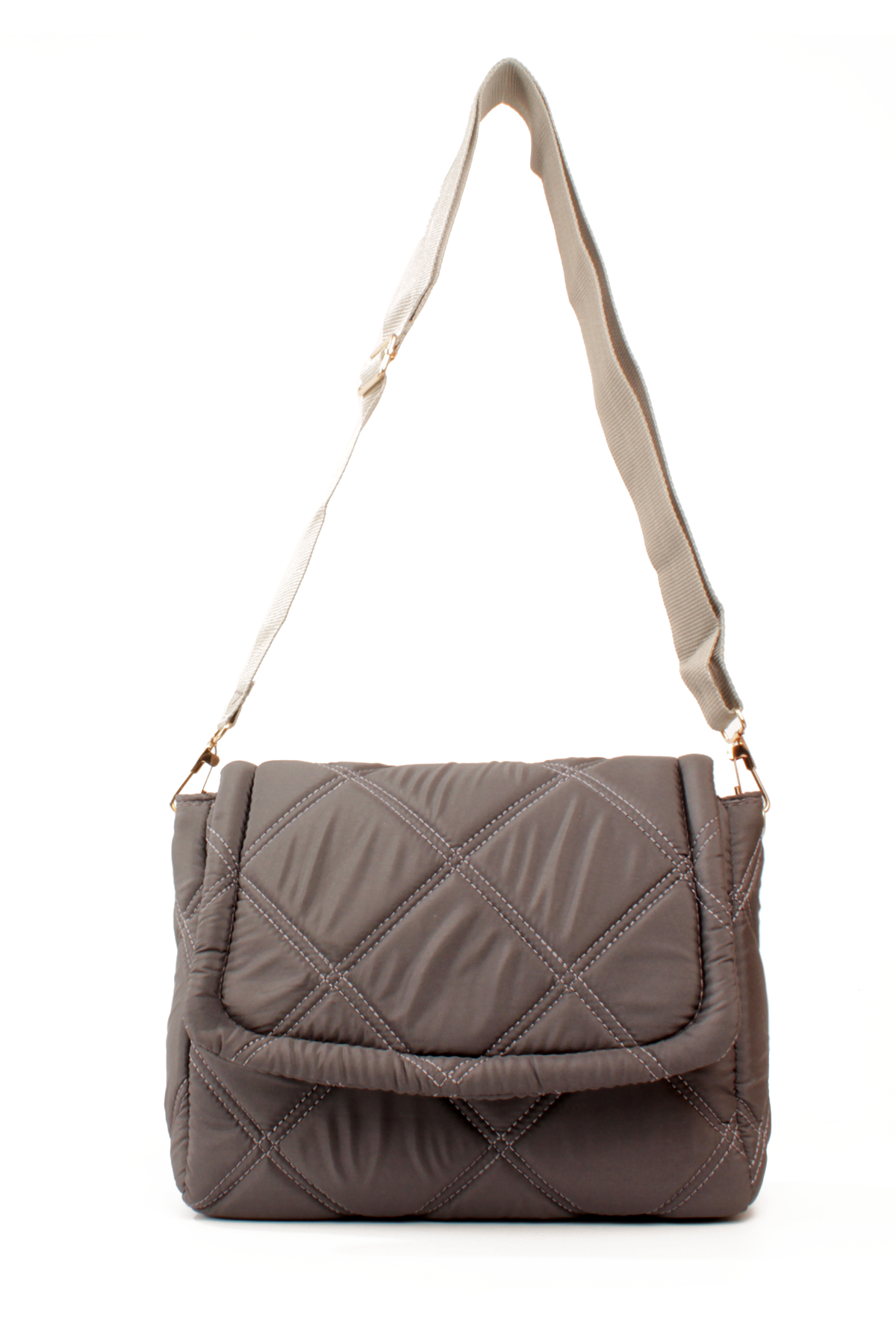 LWE10794-SyhTalhaLuwwe Bag'sKadın Paraşüt Kumaş Kapitoneli Spor Kolon Askılı Çıt Çıt Kapaklı Omuz&Çapraz Çanta (10794)