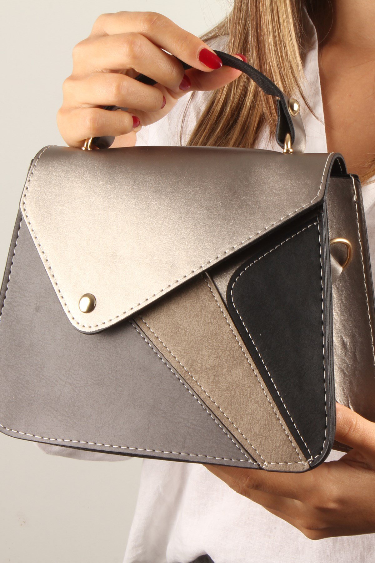 LWE10390-SLuwweLuwwe Bag'sKadın Parçalı ve Renkli El ve Omuz Çantası (10390)