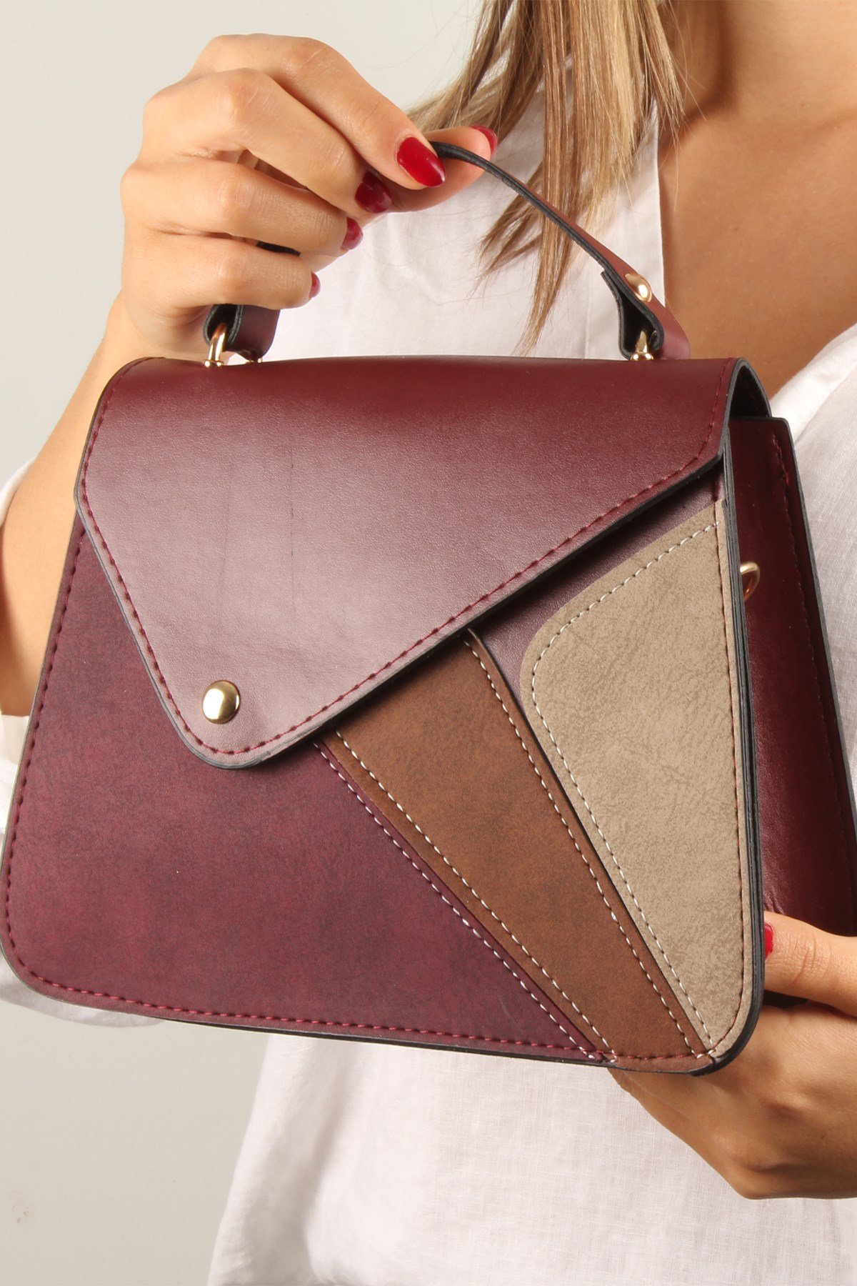 LWE10390-SLuwweLuwwe Bag'sKadın Parçalı ve Renkli El ve Omuz Çantası (10390)