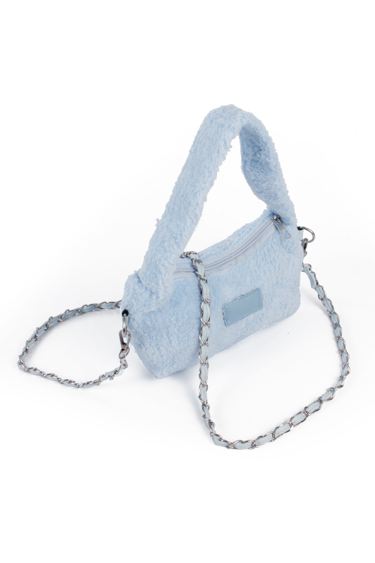 LWE20784-SyhTalhaLuwwe Bag'sKadın Peluş Tüylü Deri Zincir Örgü Omuz Askılı Puufi Salaş Mini Baget El Ve Omuz Çantası (20784)