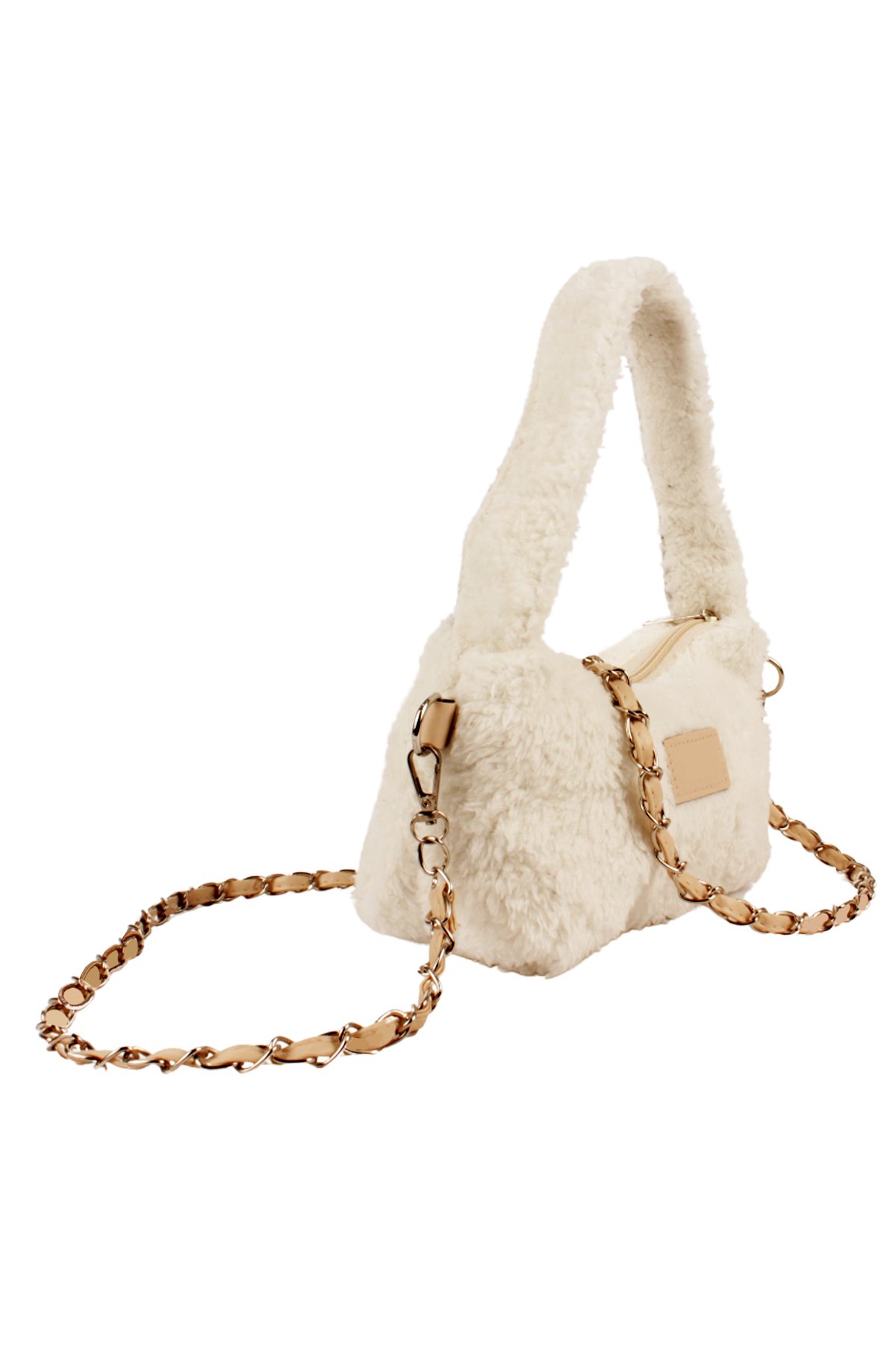 LWE20784-SyhTalhaLuwwe Bag'sKadın Peluş Tüylü Deri Zincir Örgü Omuz Askılı Puufi Salaş Mini Baget El Ve Omuz Çantası (20784)