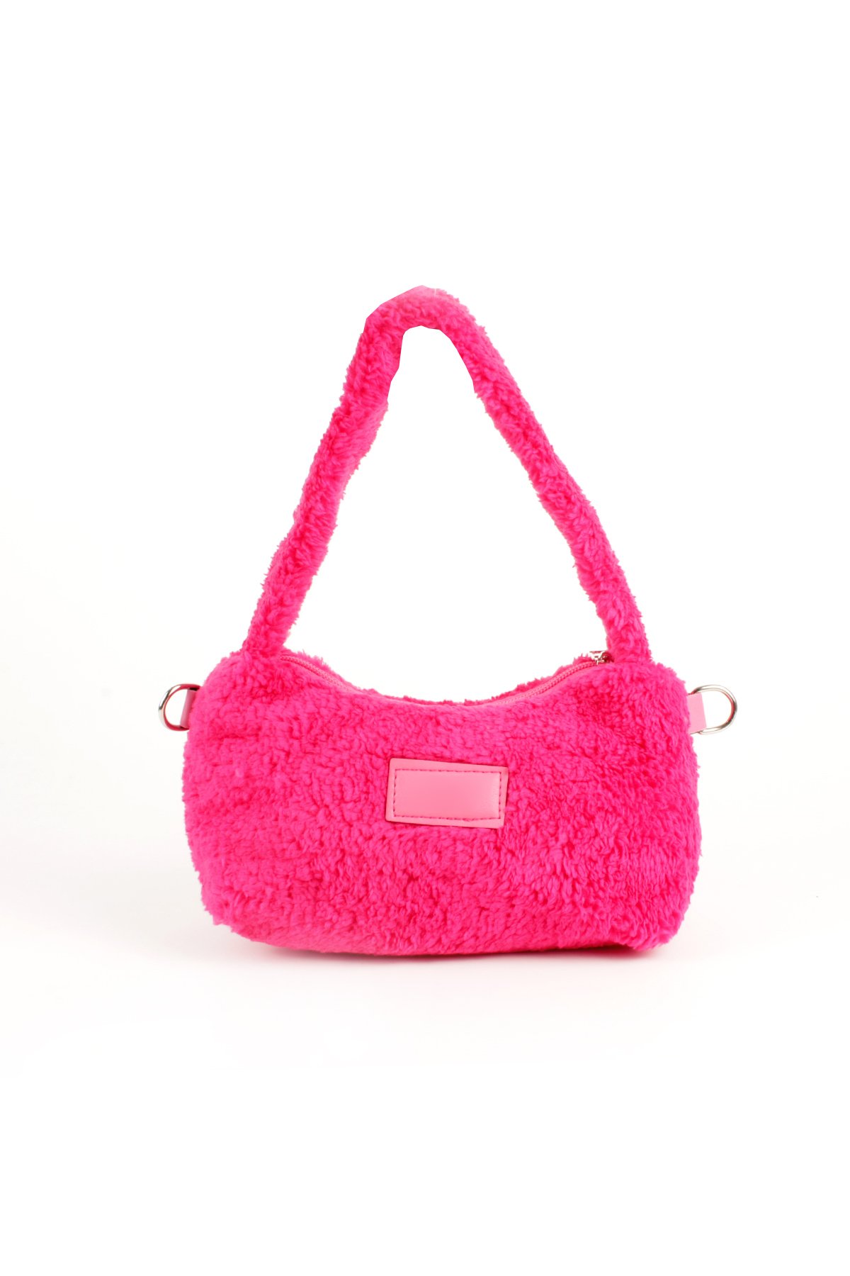 LWE20784-SyhTalhaLuwwe Bag'sKadın Peluş Tüylü Deri Zincir Örgü Omuz Askılı Puufi Salaş Mini Baget El Ve Omuz Çantası (20784)