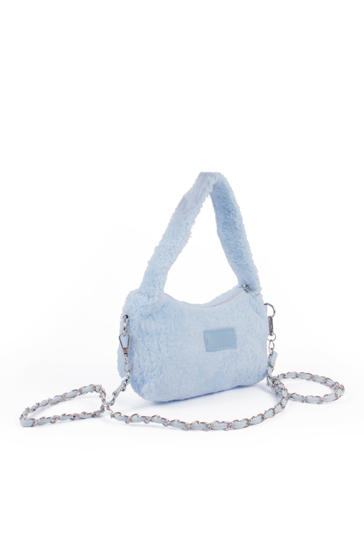LWE20784-SyhTalhaLuwwe Bag'sKadın Peluş Tüylü Deri Zincir Örgü Omuz Askılı Puufi Salaş Mini Baget El Ve Omuz Çantası (20784)