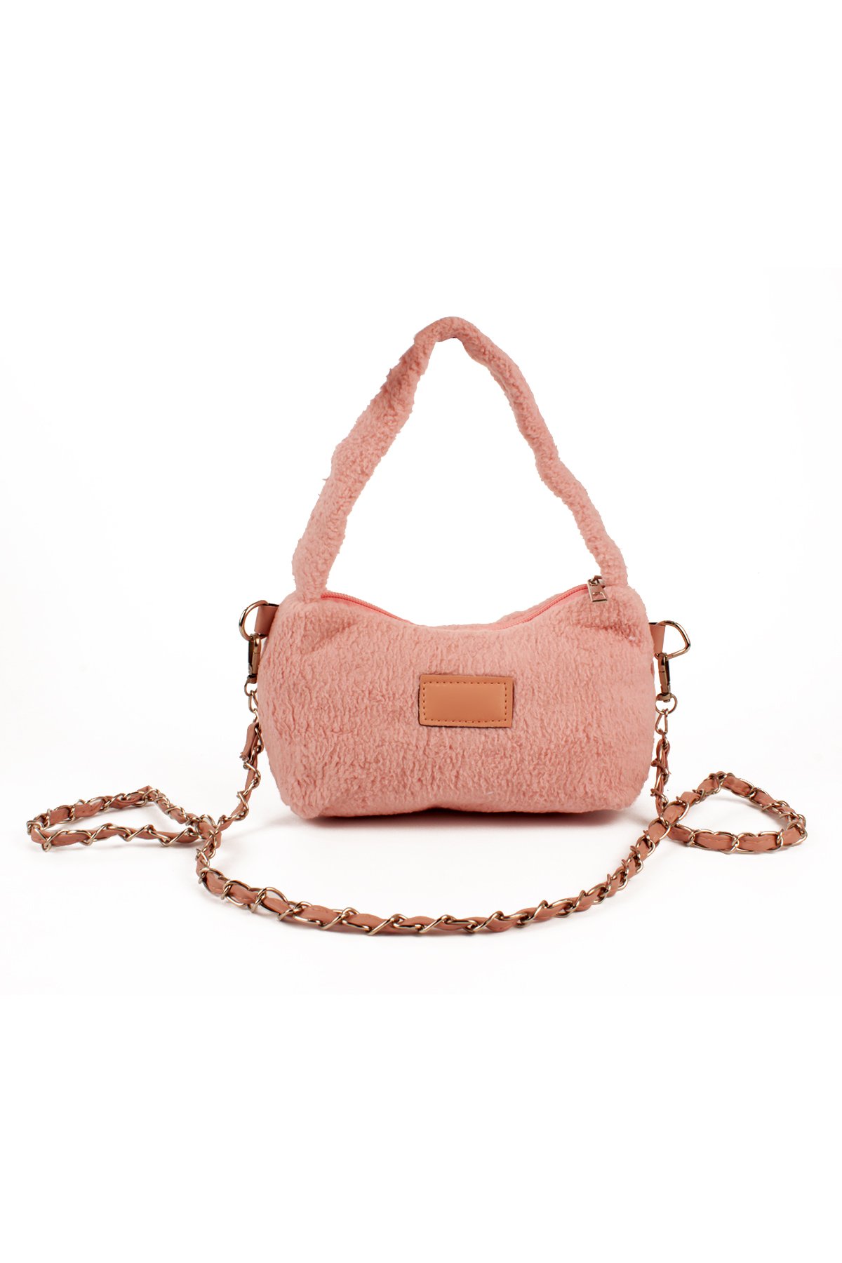 LWE20784-SyhTalhaLuwwe Bag'sKadın Peluş Tüylü Deri Zincir Örgü Omuz Askılı Puufi Salaş Mini Baget El Ve Omuz Çantası (20784)