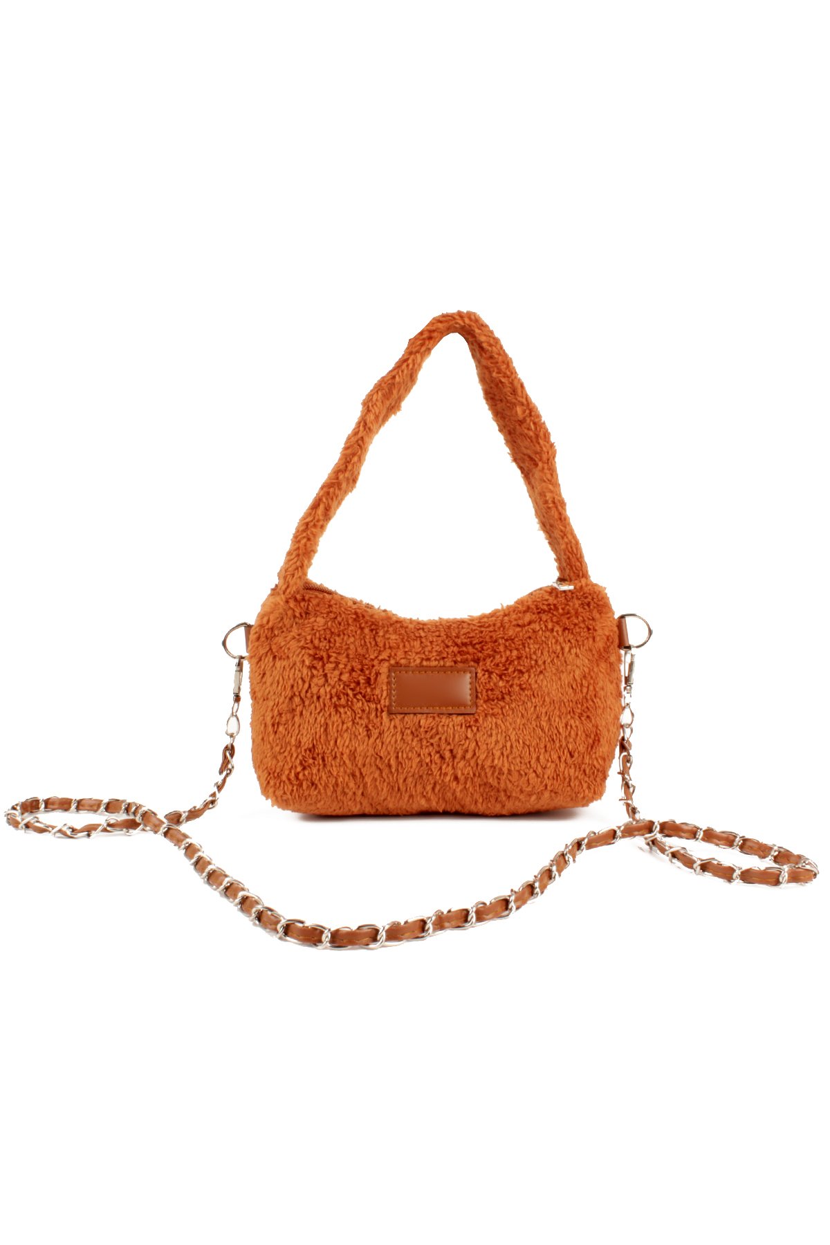 LWE20784-SyhTalhaLuwwe Bag'sKadın Peluş Tüylü Deri Zincir Örgü Omuz Askılı Puufi Salaş Mini Baget El Ve Omuz Çantası (20784)