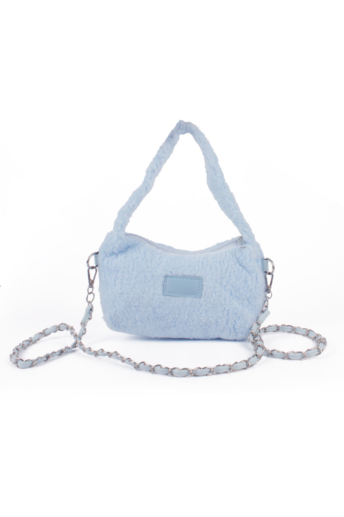 LWE20784-SyhTalhaLuwwe Bag'sKadın Peluş Tüylü Deri Zincir Örgü Omuz Askılı Puufi Salaş Mini Baget El Ve Omuz Çantası (20784)