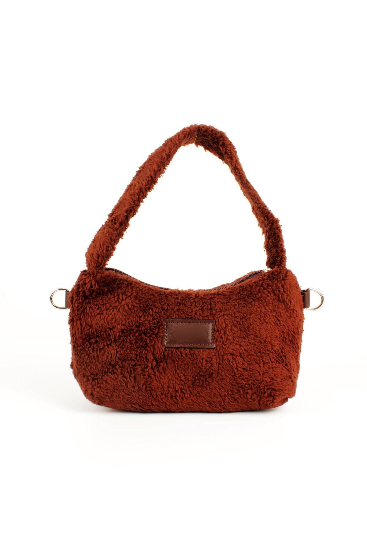 LWE20784-SyhTalhaLuwwe Bag'sKadın Peluş Tüylü Deri Zincir Örgü Omuz Askılı Puufi Salaş Mini Baget El Ve Omuz Çantası (20784)