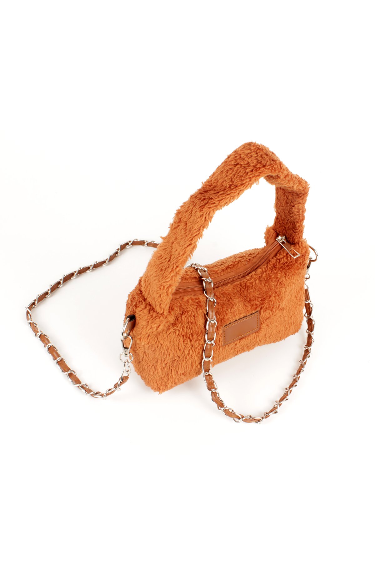LWE20784-SyhTalhaLuwwe Bag'sKadın Peluş Tüylü Deri Zincir Örgü Omuz Askılı Puufi Salaş Mini Baget El Ve Omuz Çantası (20784)