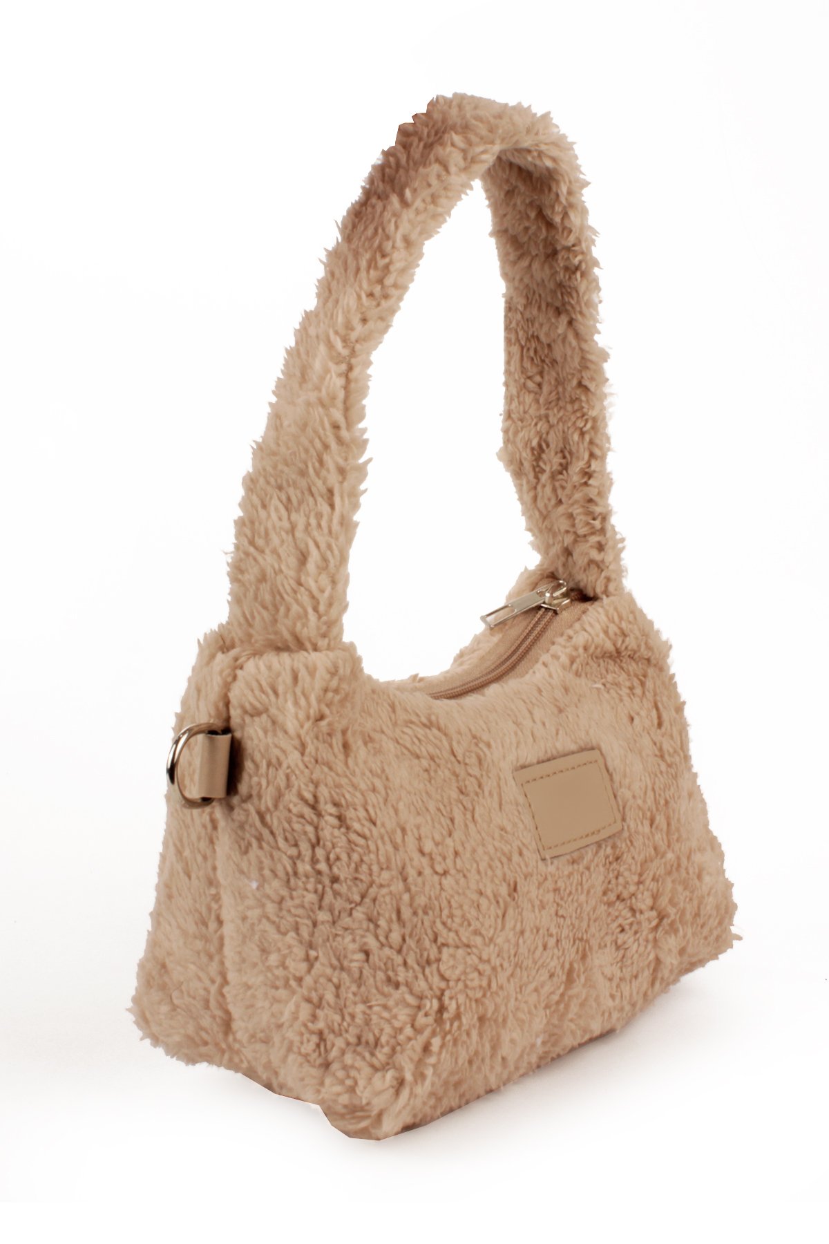 LWE20784-SyhTalhaLuwwe Bag'sKadın Peluş Tüylü Deri Zincir Örgü Omuz Askılı Puufi Salaş Mini Baget El Ve Omuz Çantası (20784)