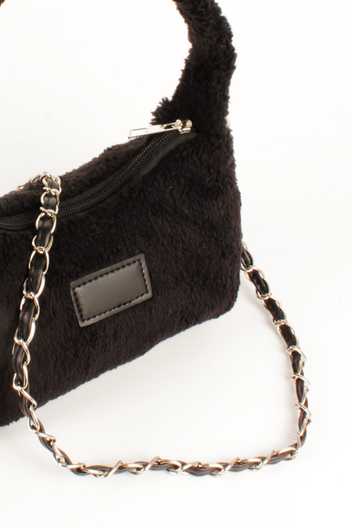 LWE20784-SyhTalhaLuwwe Bag'sKadın Peluş Tüylü Deri Zincir Örgü Omuz Askılı Puufi Salaş Mini Baget El Ve Omuz Çantası (20784)