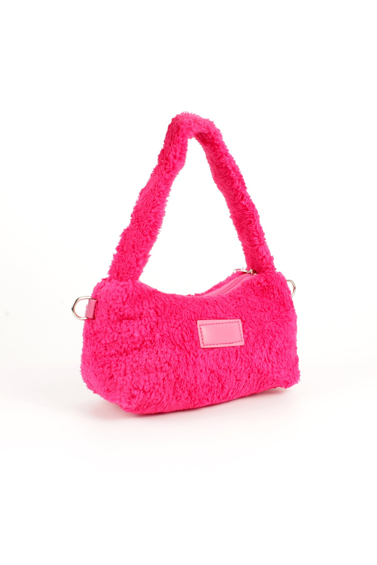 LWE20784-SyhTalhaLuwwe Bag'sKadın Peluş Tüylü Deri Zincir Örgü Omuz Askılı Puufi Salaş Mini Baget El Ve Omuz Çantası (20784)
