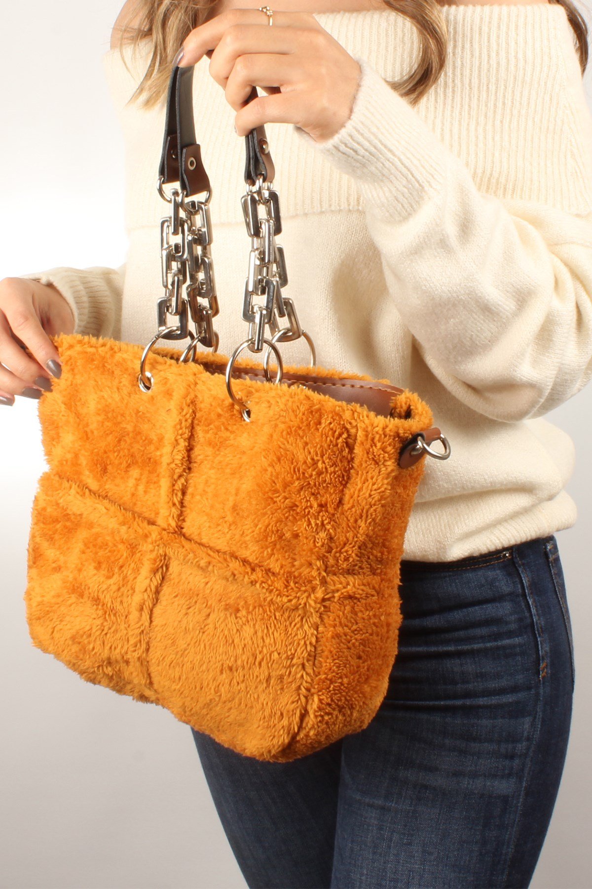 LWE10412-SLuwweLuwwe Bag'sKadın Plastik Zincirli Tüylü-Peluş Çanta (10412)