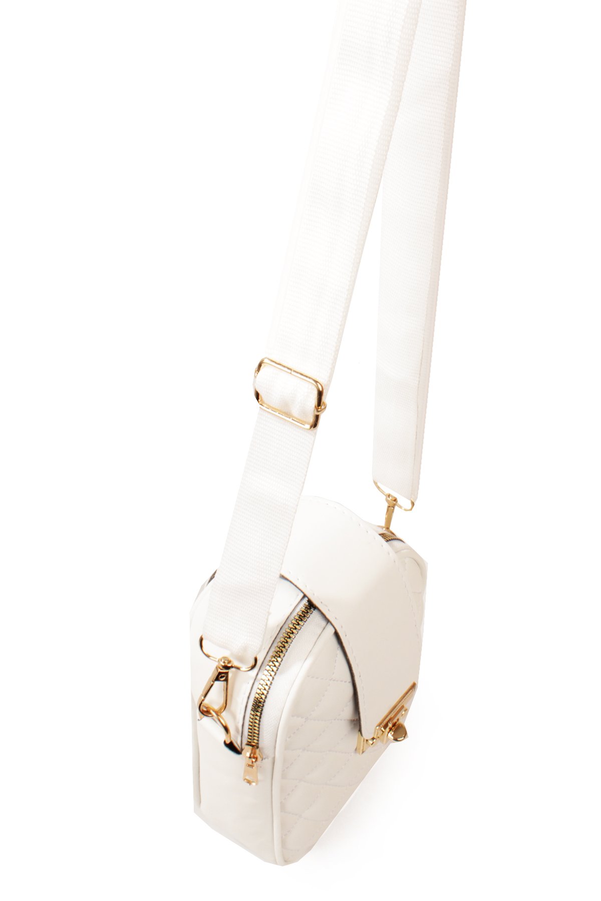 LWE20814-SyhTalhaLuwwe Bag'sKadın Saten Doku Fermuarlı ve Üst Kemer Kilitli Kolon Askılı Kapitoneli Telefon Omuz Çantası (20814)