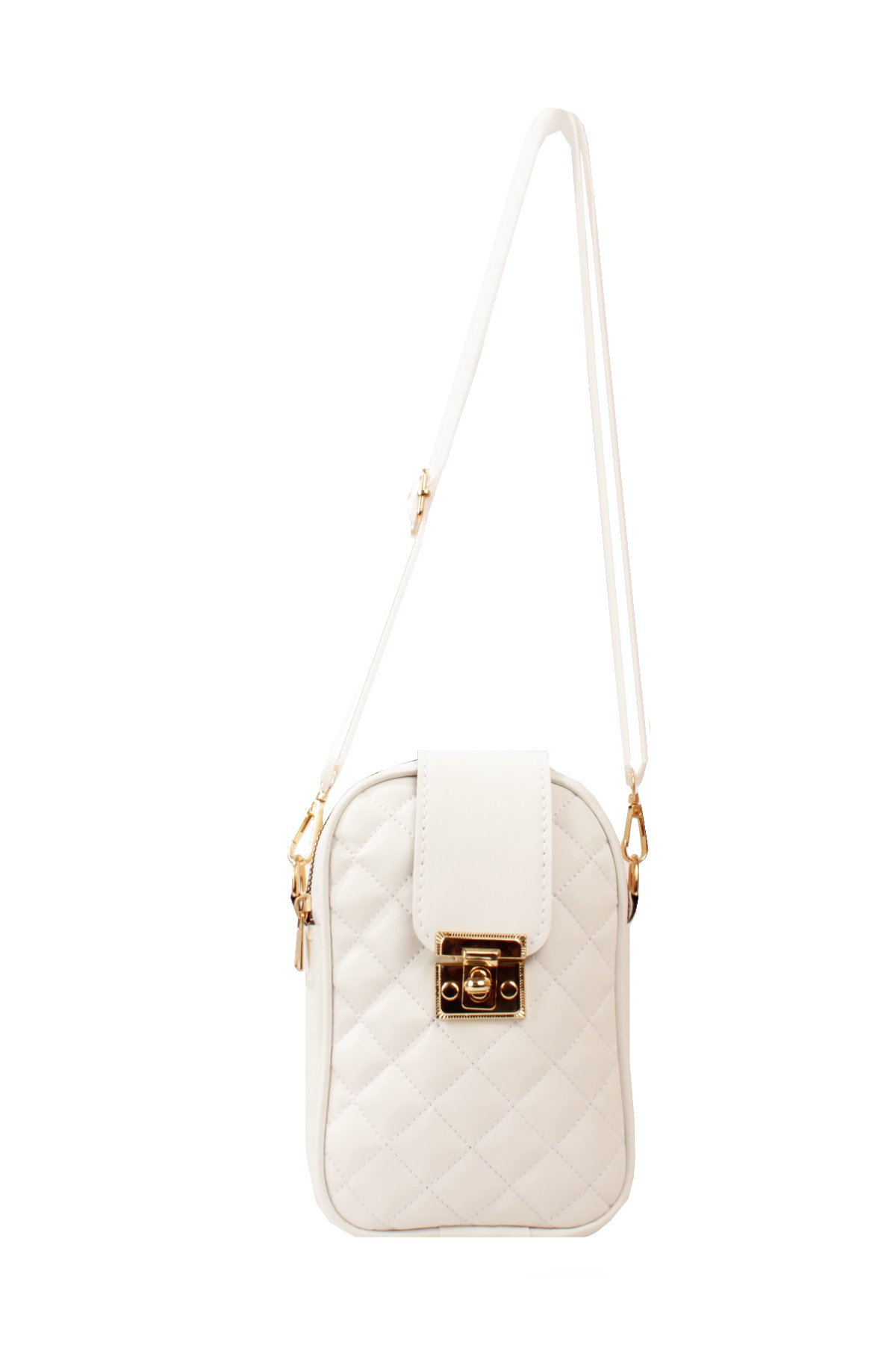 LWE20814-SyhTalhaLuwwe Bag'sKadın Saten Doku Fermuarlı ve Üst Kemer Kilitli Kolon Askılı Kapitoneli Telefon Omuz Çantası (20814)