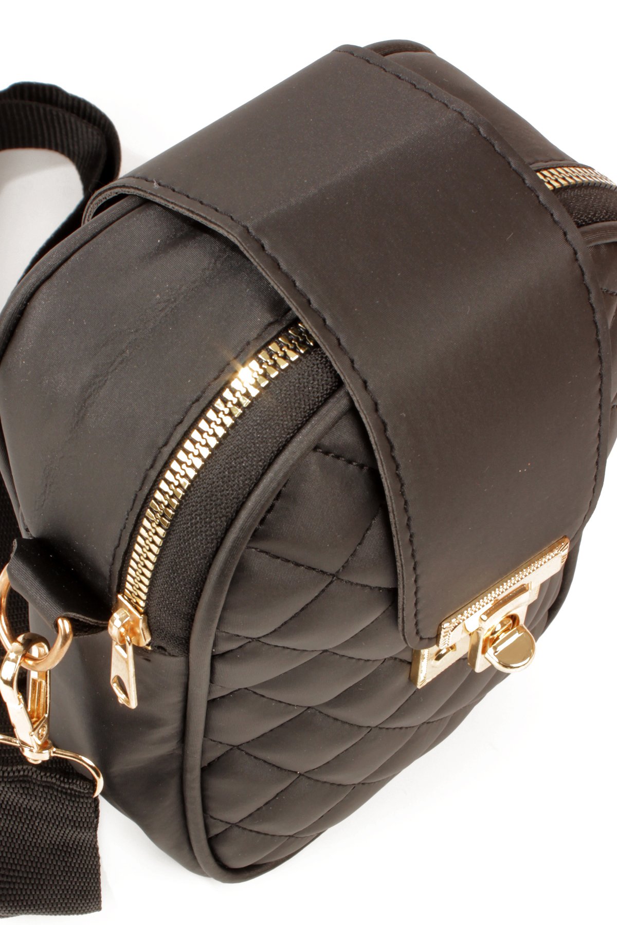 LWE20814-SyhTalhaLuwwe Bag'sKadın Saten Doku Fermuarlı ve Üst Kemer Kilitli Kolon Askılı Kapitoneli Telefon Omuz Çantası (20814)