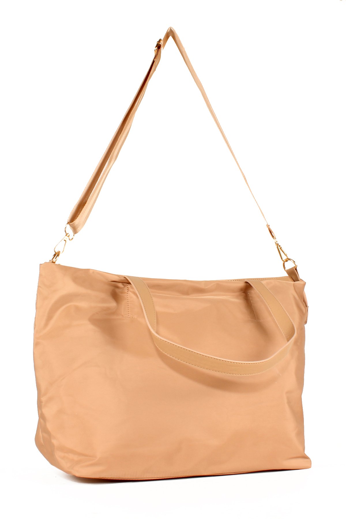 LWE1627-SütKhvTalhaLuwwe Bag'sKadın Saten Doku Paraşüt Kumaş Max Boy Shopper Tarz - Çift Askılı El ve Omuz Çantası (1627)