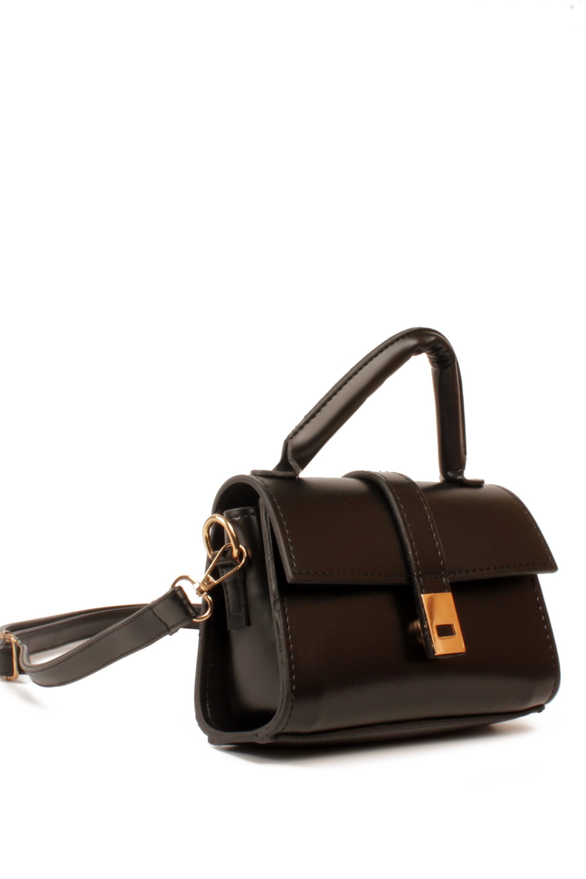 LWE1843-SyhTalhaLuwwe Bag'sKadın Şişe Dibli El Saplı Omuz Askılı Üst Kapaklı Kararmaz Aksesuarlı Mini El ve Omuz Çantası (1843)