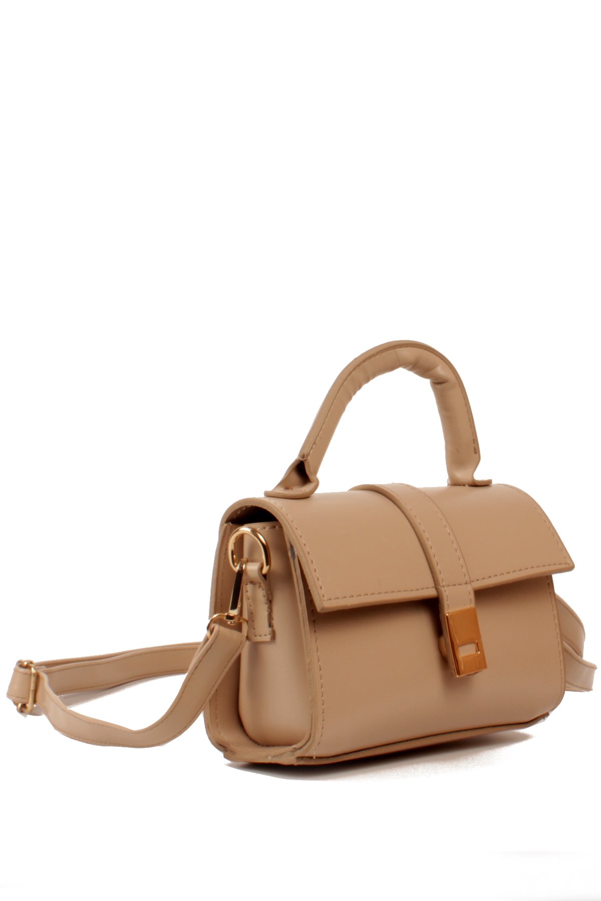 LWE1843-SyhTalhaLuwwe Bag'sKadın Şişe Dibli El Saplı Omuz Askılı Üst Kapaklı Kararmaz Aksesuarlı Mini El ve Omuz Çantası (1843)