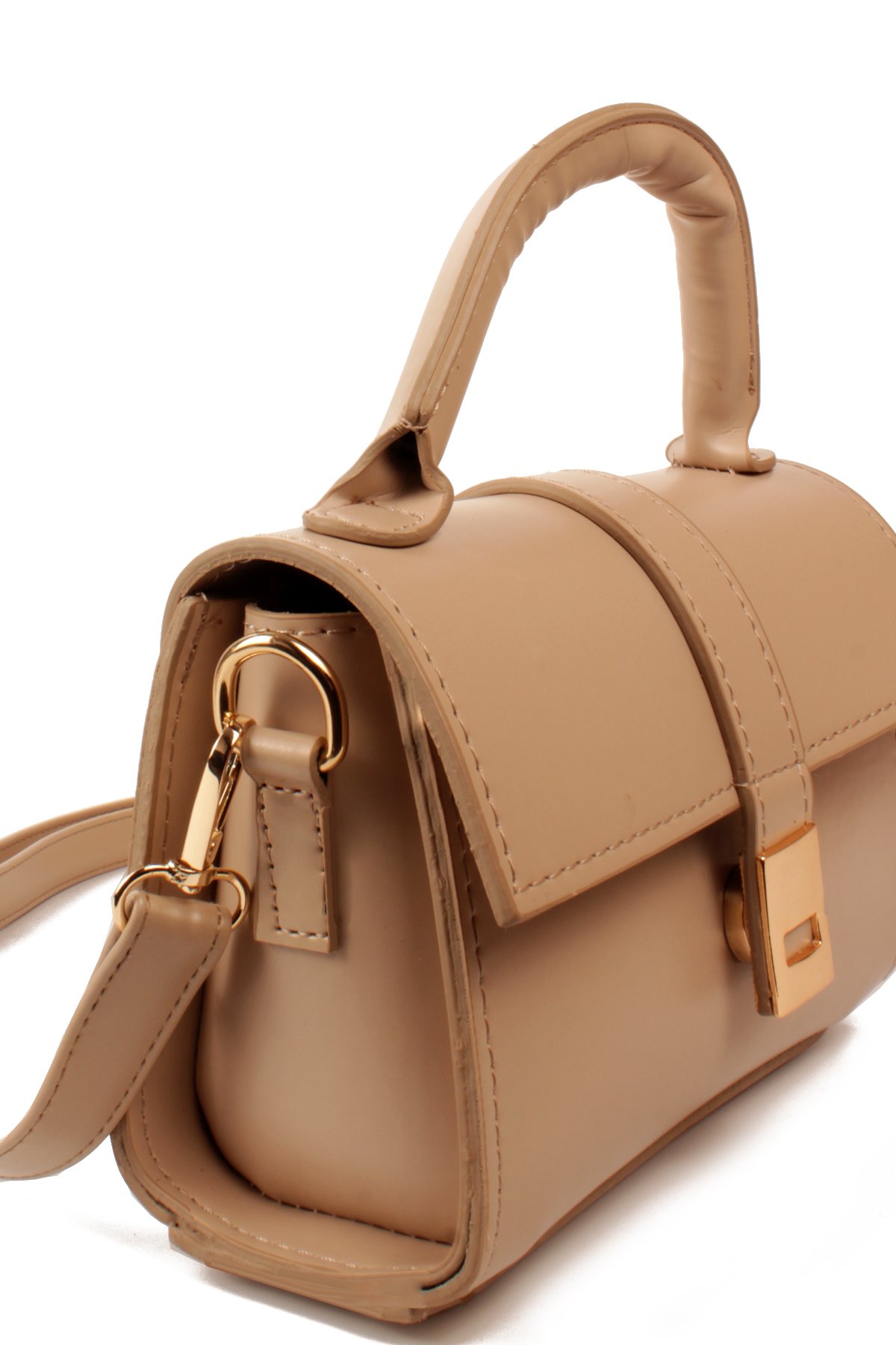 LWE1843-SyhTalhaLuwwe Bag'sKadın Şişe Dibli El Saplı Omuz Askılı Üst Kapaklı Kararmaz Aksesuarlı Mini El ve Omuz Çantası (1843)