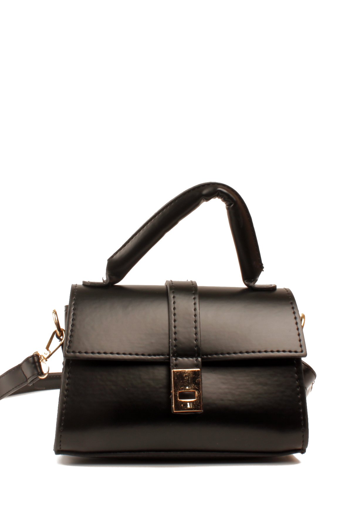 LWE1843-SyhTalhaLuwwe Bag'sKadın Şişe Dibli El Saplı Omuz Askılı Üst Kapaklı Kararmaz Aksesuarlı Mini El ve Omuz Çantası (1843)