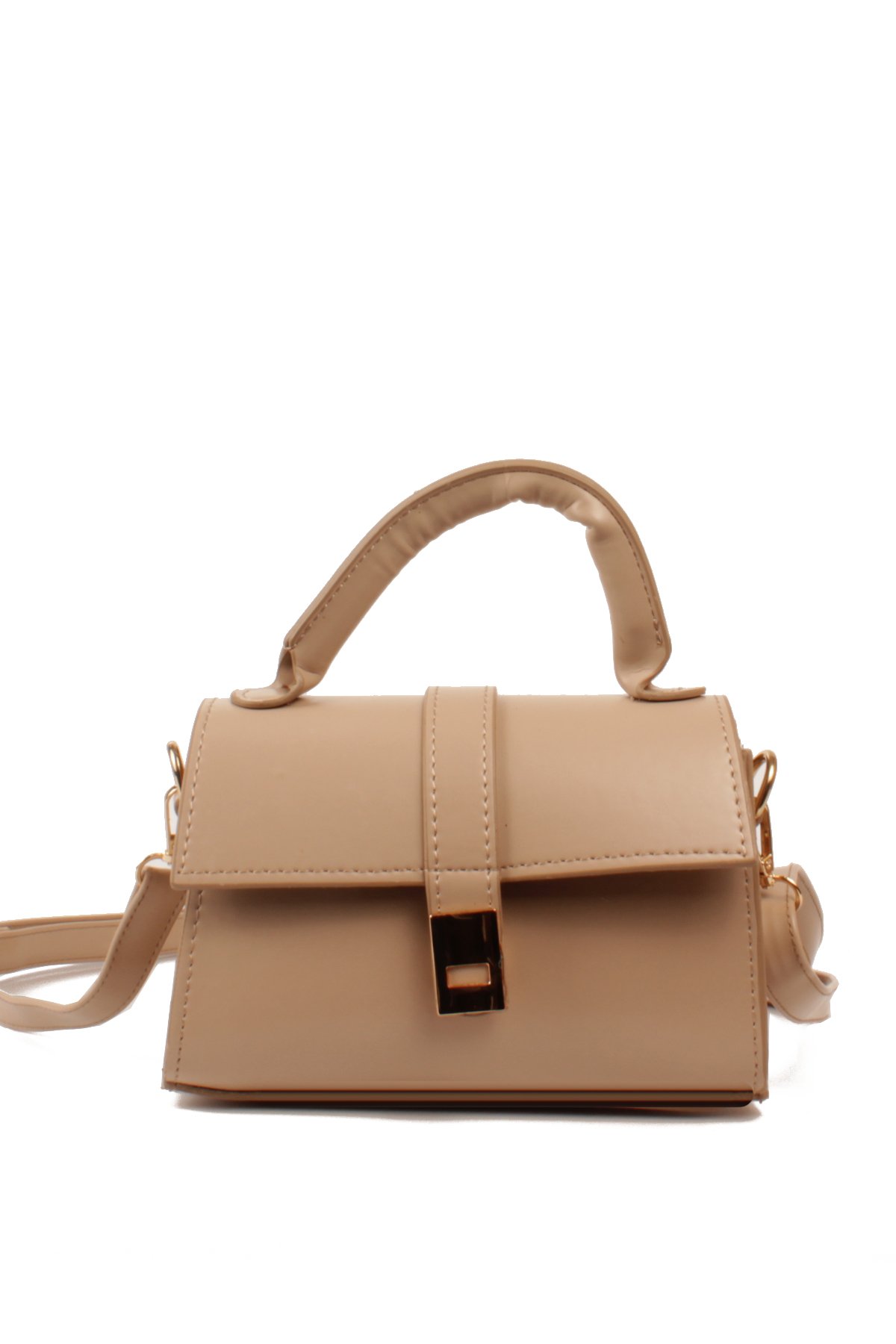 LWE1843-SyhTalhaLuwwe Bag'sKadın Şişe Dibli El Saplı Omuz Askılı Üst Kapaklı Kararmaz Aksesuarlı Mini El ve Omuz Çantası (1843)