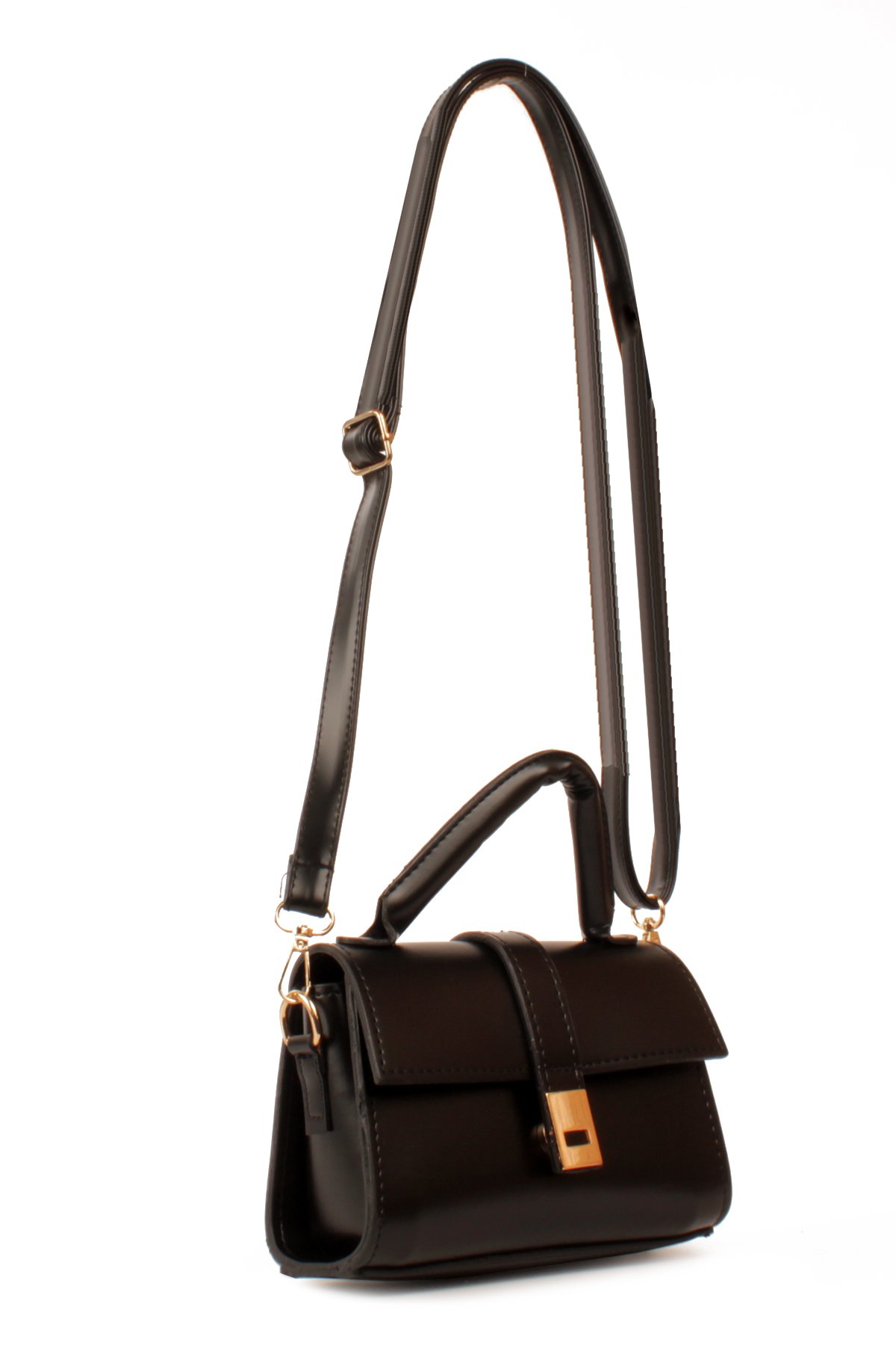 LWE1843-SyhTalhaLuwwe Bag'sKadın Şişe Dibli El Saplı Omuz Askılı Üst Kapaklı Kararmaz Aksesuarlı Mini El ve Omuz Çantası (1843)