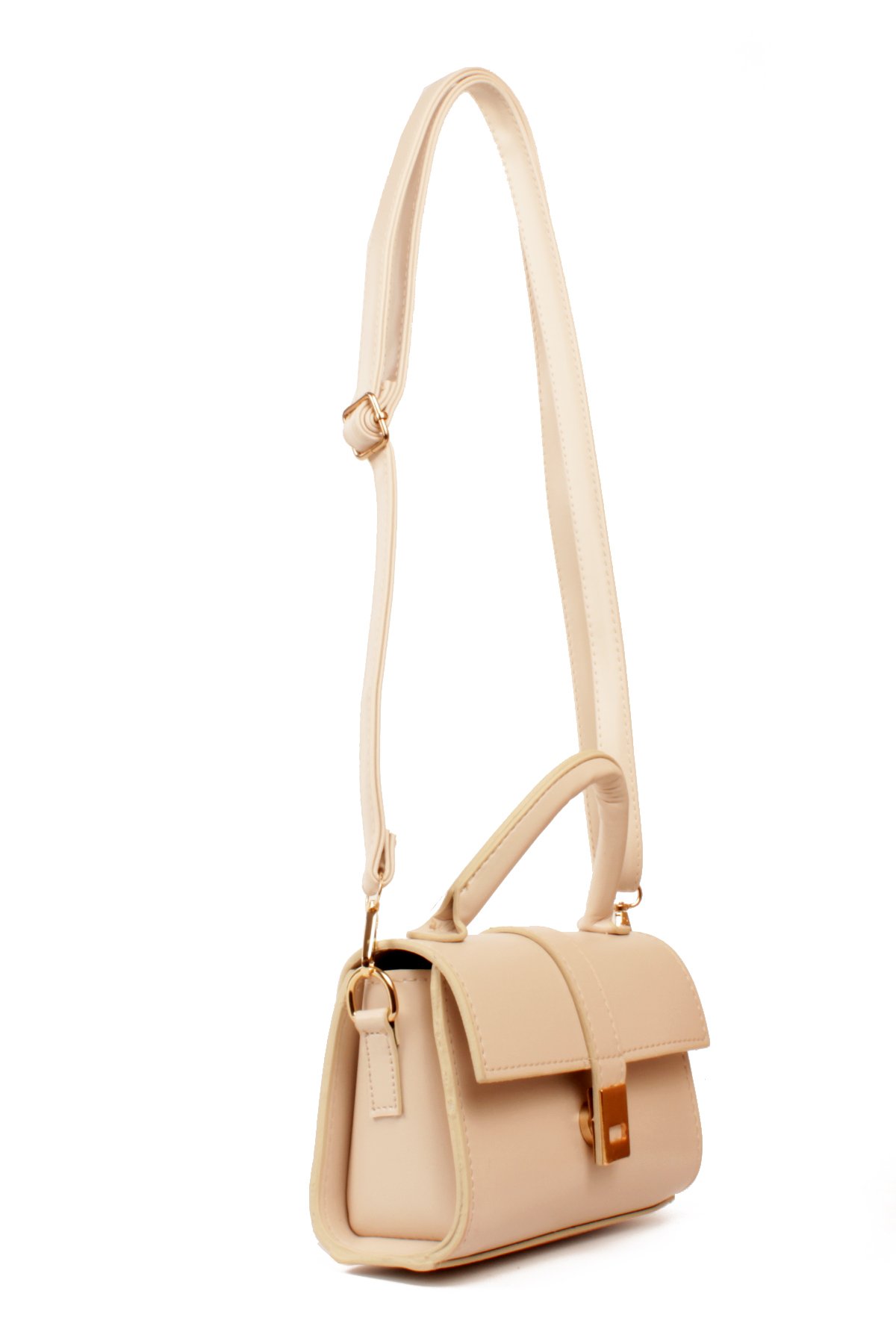 LWE1843-SyhTalhaLuwwe Bag'sKadın Şişe Dibli El Saplı Omuz Askılı Üst Kapaklı Kararmaz Aksesuarlı Mini El ve Omuz Çantası (1843)