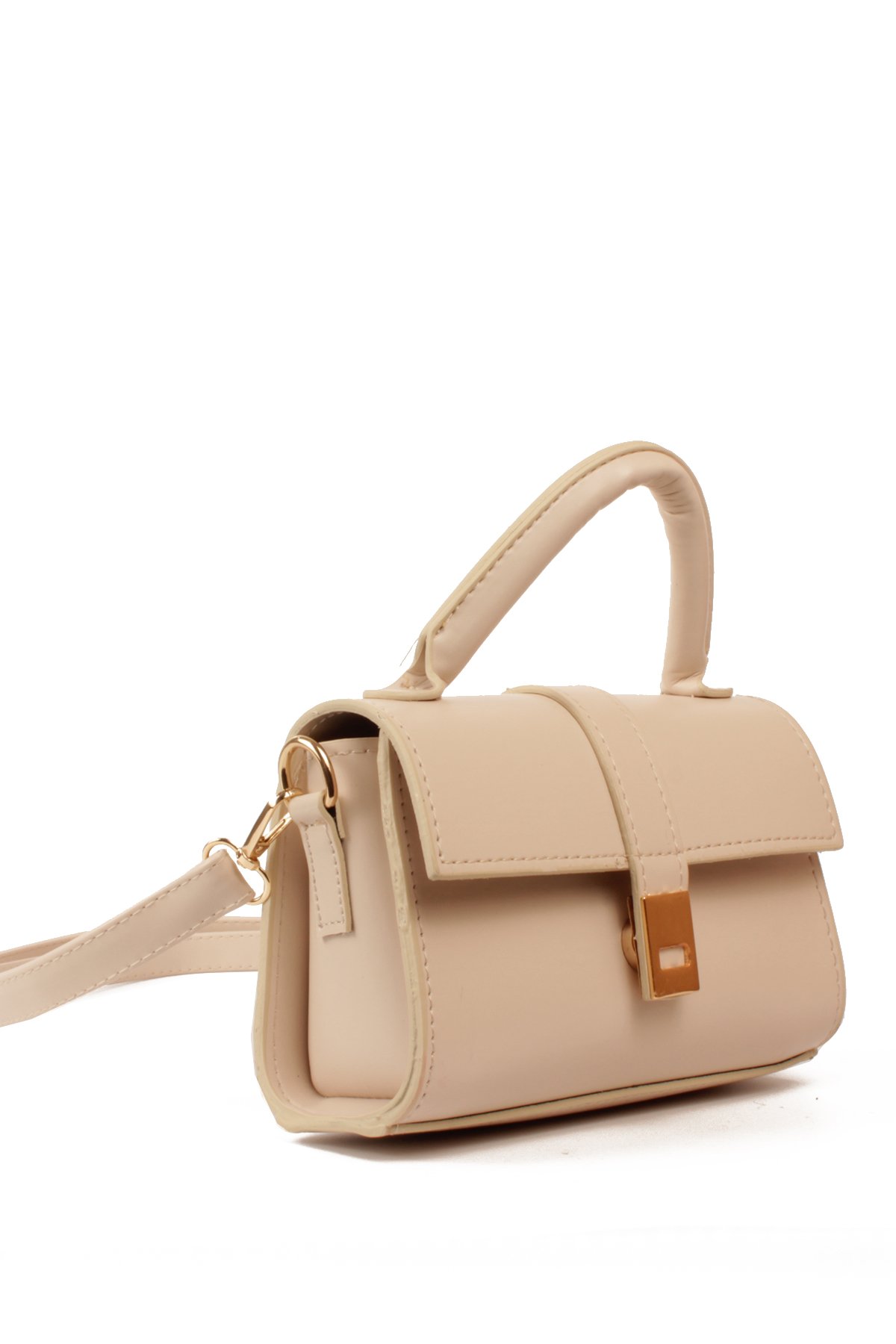 LWE1843-SyhTalhaLuwwe Bag'sKadın Şişe Dibli El Saplı Omuz Askılı Üst Kapaklı Kararmaz Aksesuarlı Mini El ve Omuz Çantası (1843)