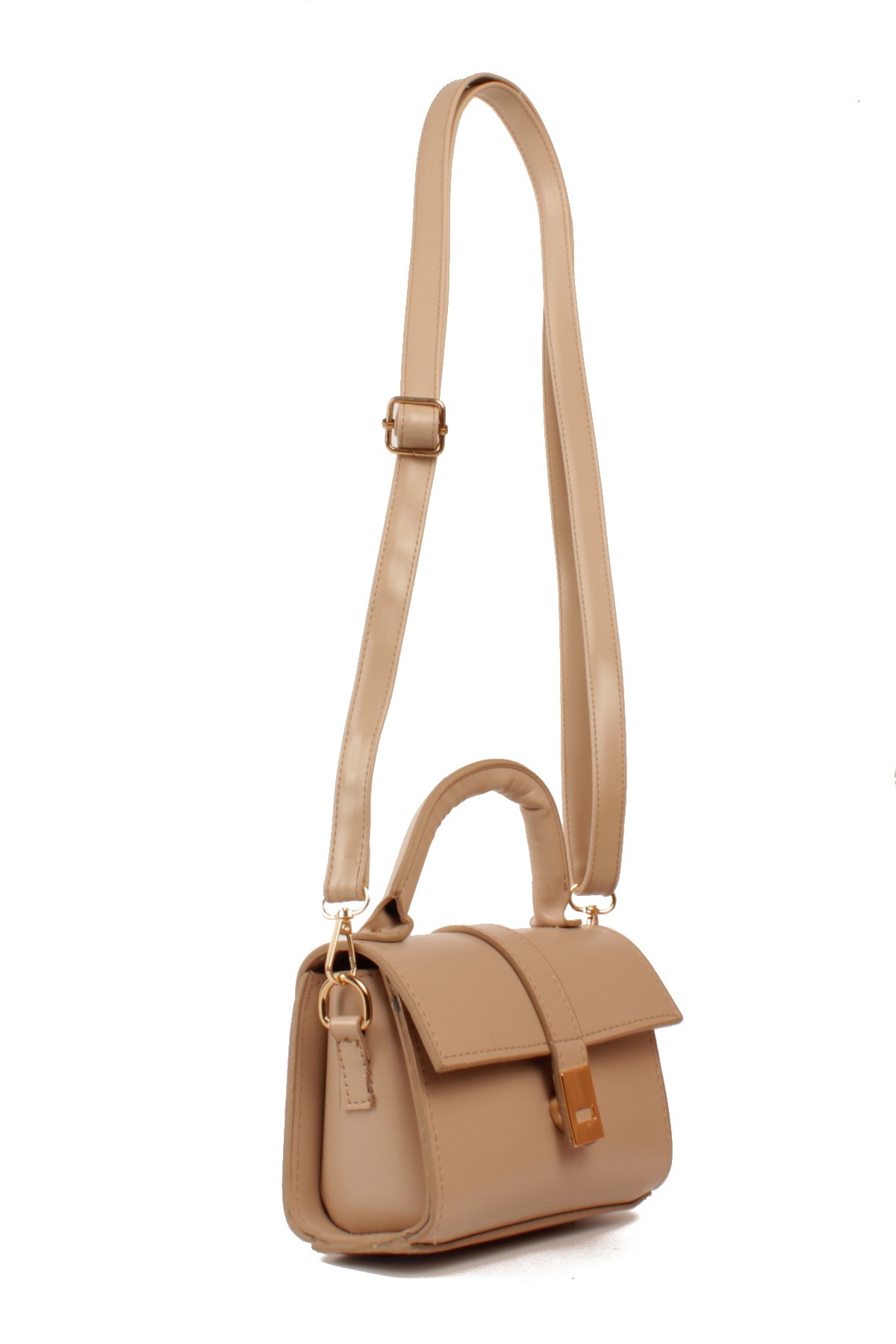 LWE1843-SyhTalhaLuwwe Bag'sKadın Şişe Dibli El Saplı Omuz Askılı Üst Kapaklı Kararmaz Aksesuarlı Mini El ve Omuz Çantası (1843)