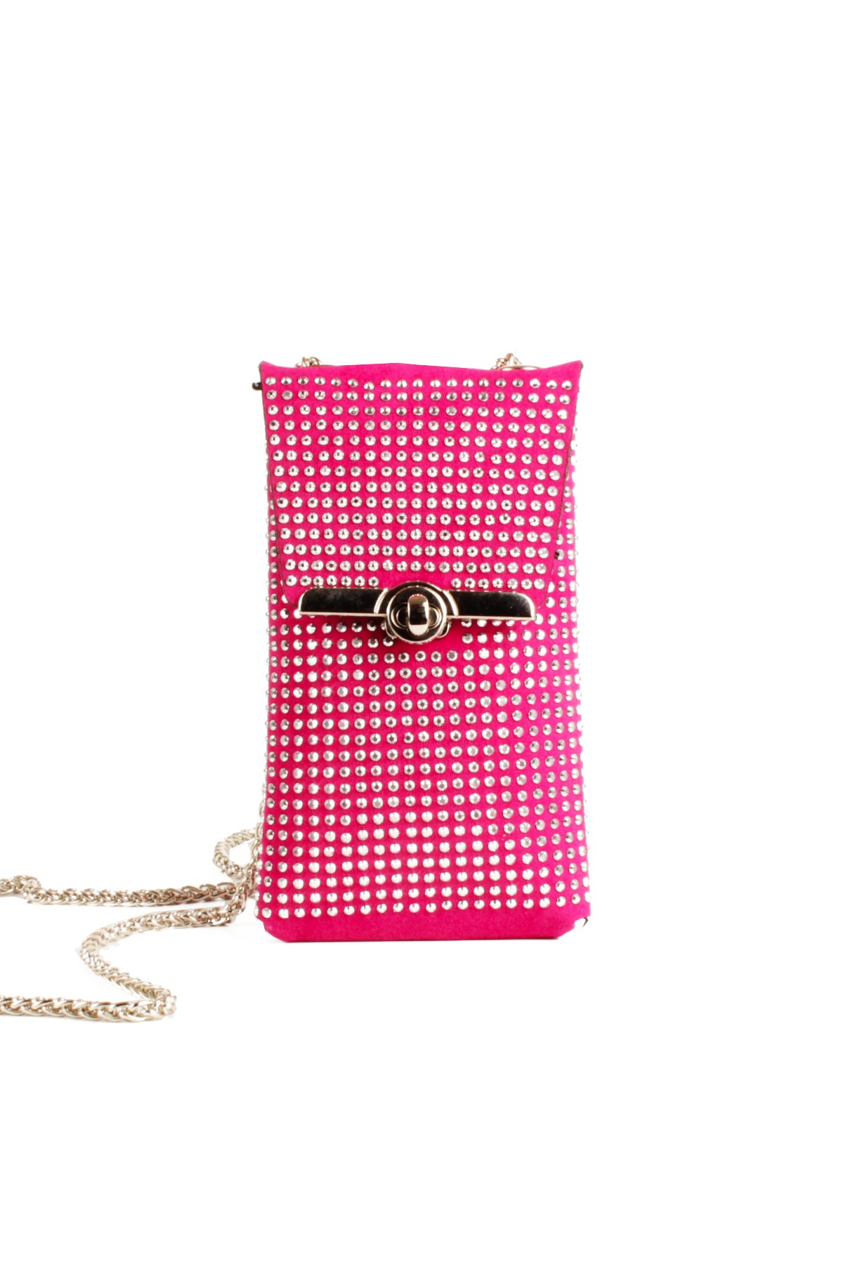 LWE10772-SyhTalhaLuwwe Bag'sKadın Taşlı Zincir Askılı Süet Doku Kilit Kapak Telefon Çantası (10772)