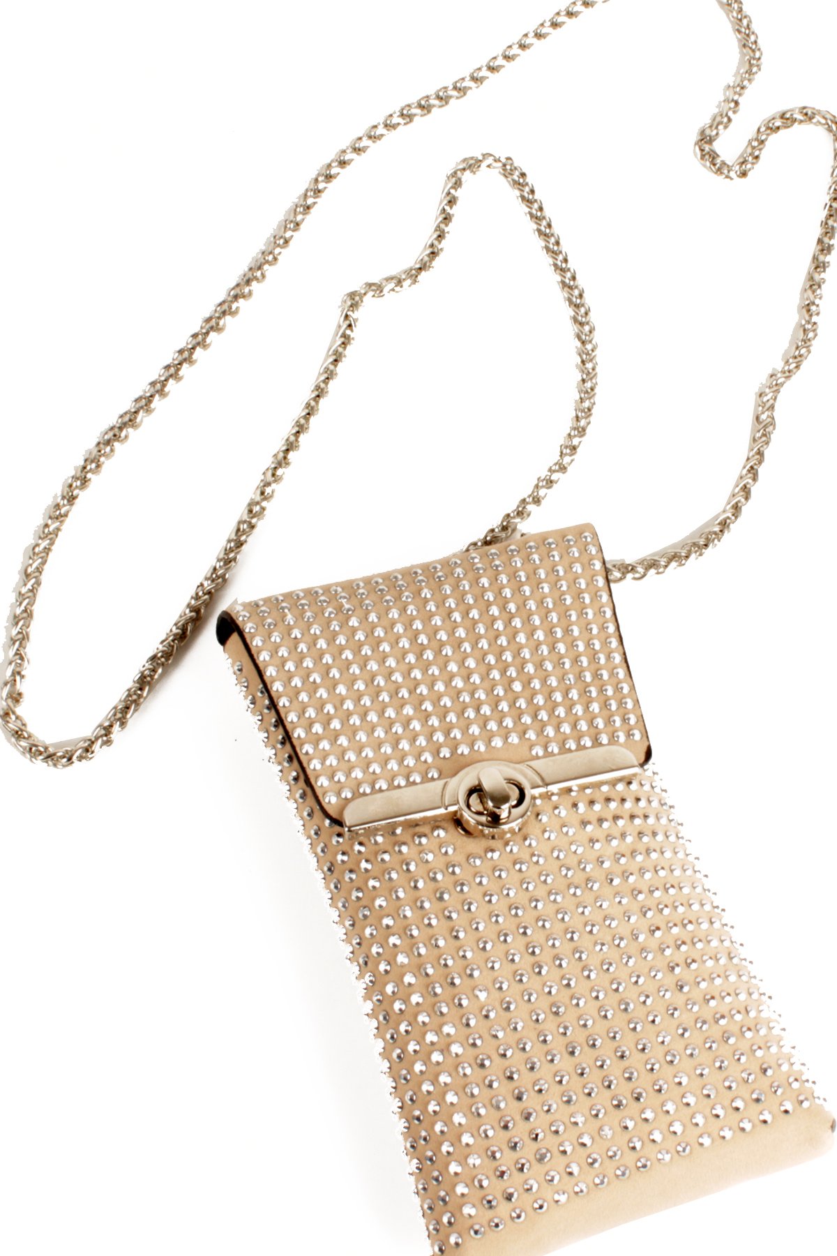 LWE10772-SyhTalhaLuwwe Bag'sKadın Taşlı Zincir Askılı Süet Doku Kilit Kapak Telefon Çantası (10772)