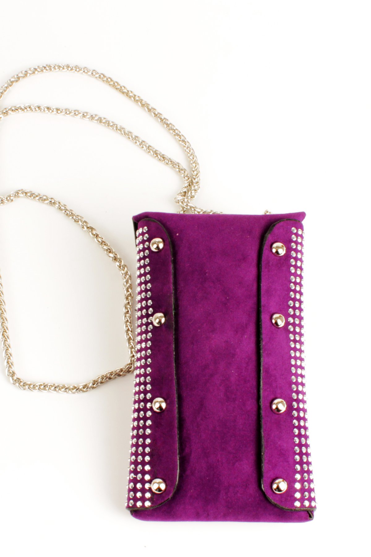 LWE10772-SyhTalhaLuwwe Bag'sKadın Taşlı Zincir Askılı Süet Doku Kilit Kapak Telefon Çantası (10772)