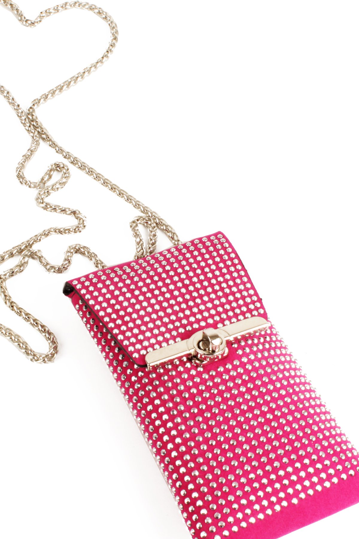 LWE10772-SyhTalhaLuwwe Bag'sKadın Taşlı Zincir Askılı Süet Doku Kilit Kapak Telefon Çantası (10772)