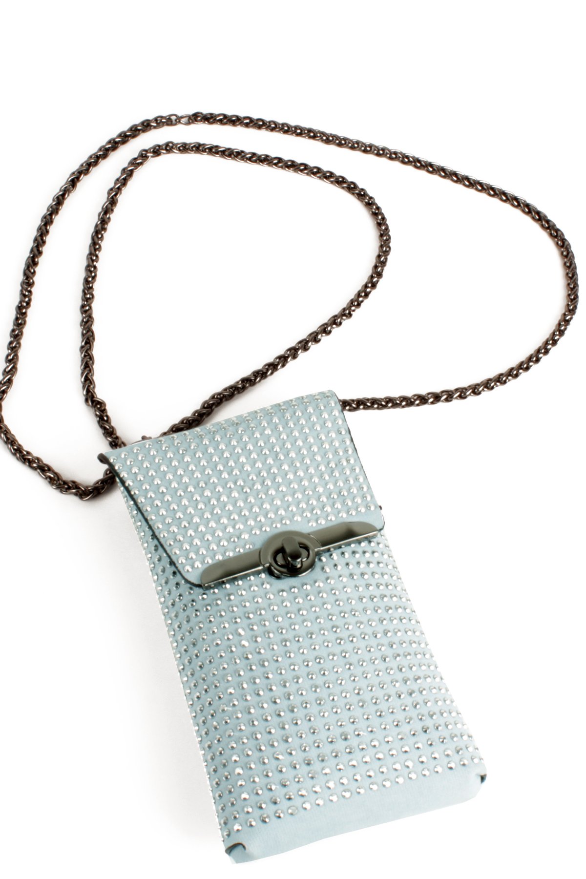 LWE10772-SyhTalhaLuwwe Bag'sKadın Taşlı Zincir Askılı Süet Doku Kilit Kapak Telefon Çantası (10772)