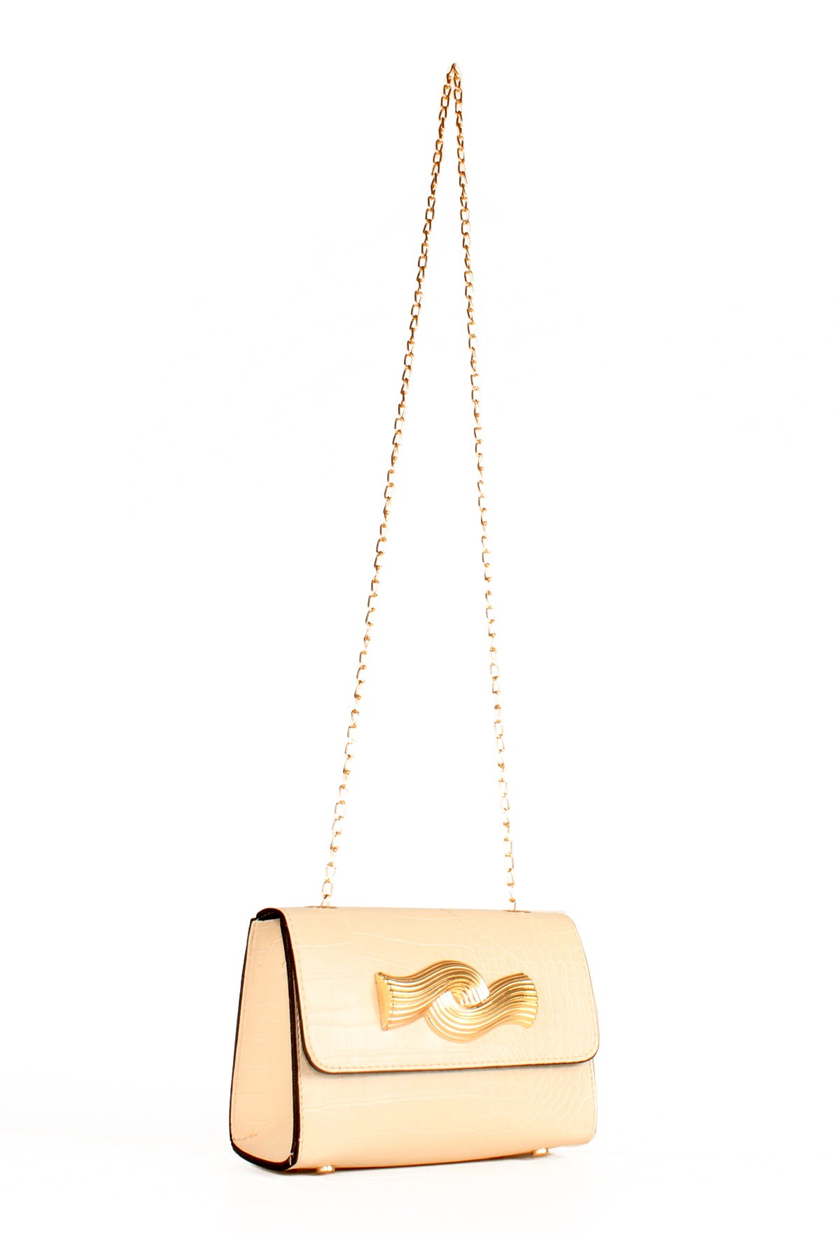 LWE20646-SyhTalhaLuwwe Bag'sKadın Timsah Desenli Broş Detaylı Zincir Askılı Omuz Çantası (20646)