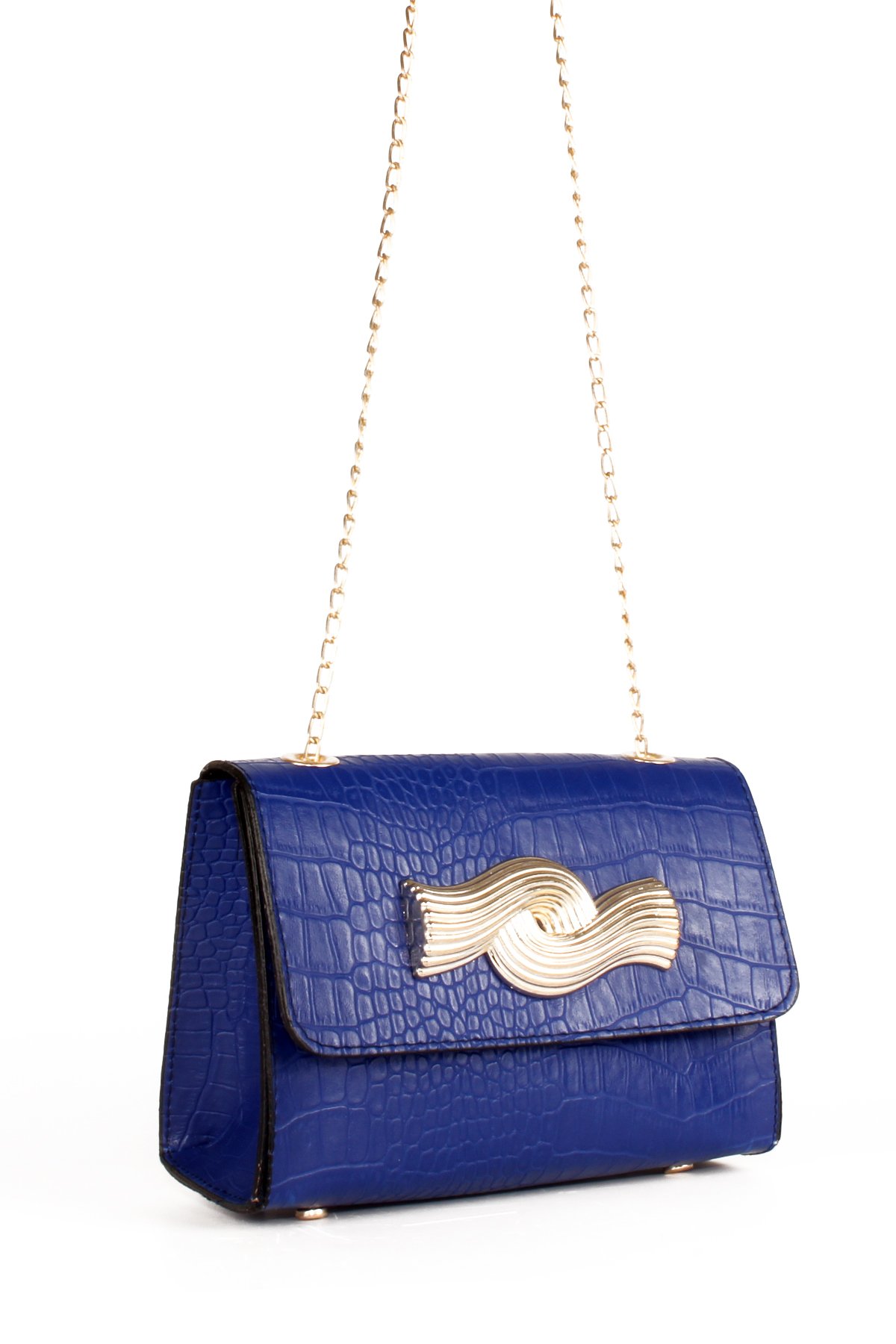 LWE20646-SyhTalhaLuwwe Bag'sKadın Timsah Desenli Broş Detaylı Zincir Askılı Omuz Çantası (20646)