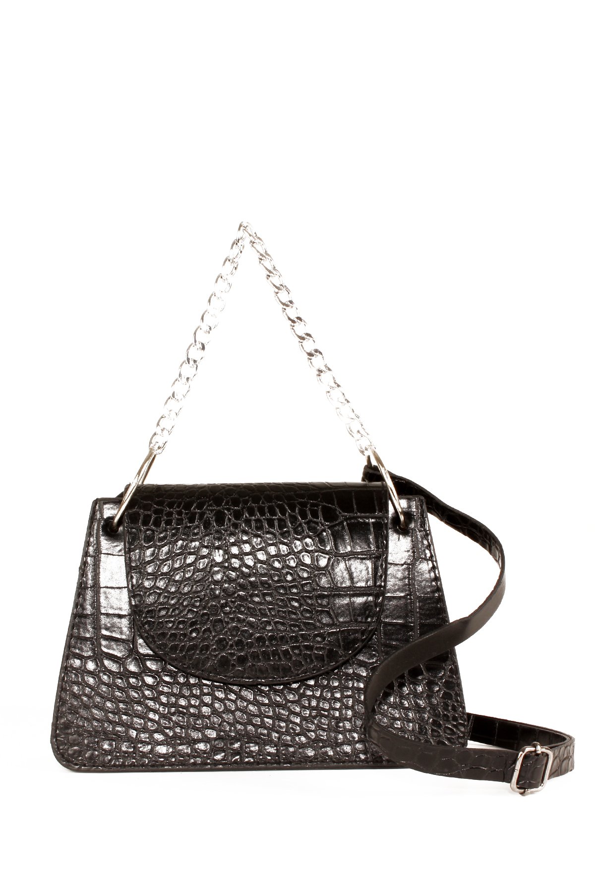 LWE20654-SyhTalhaLuwwe Bag'sKadın Timsah Desenli Deri Zincir ve Omuz Askılı Kapaklı El ve Omuz Çantası (20654)