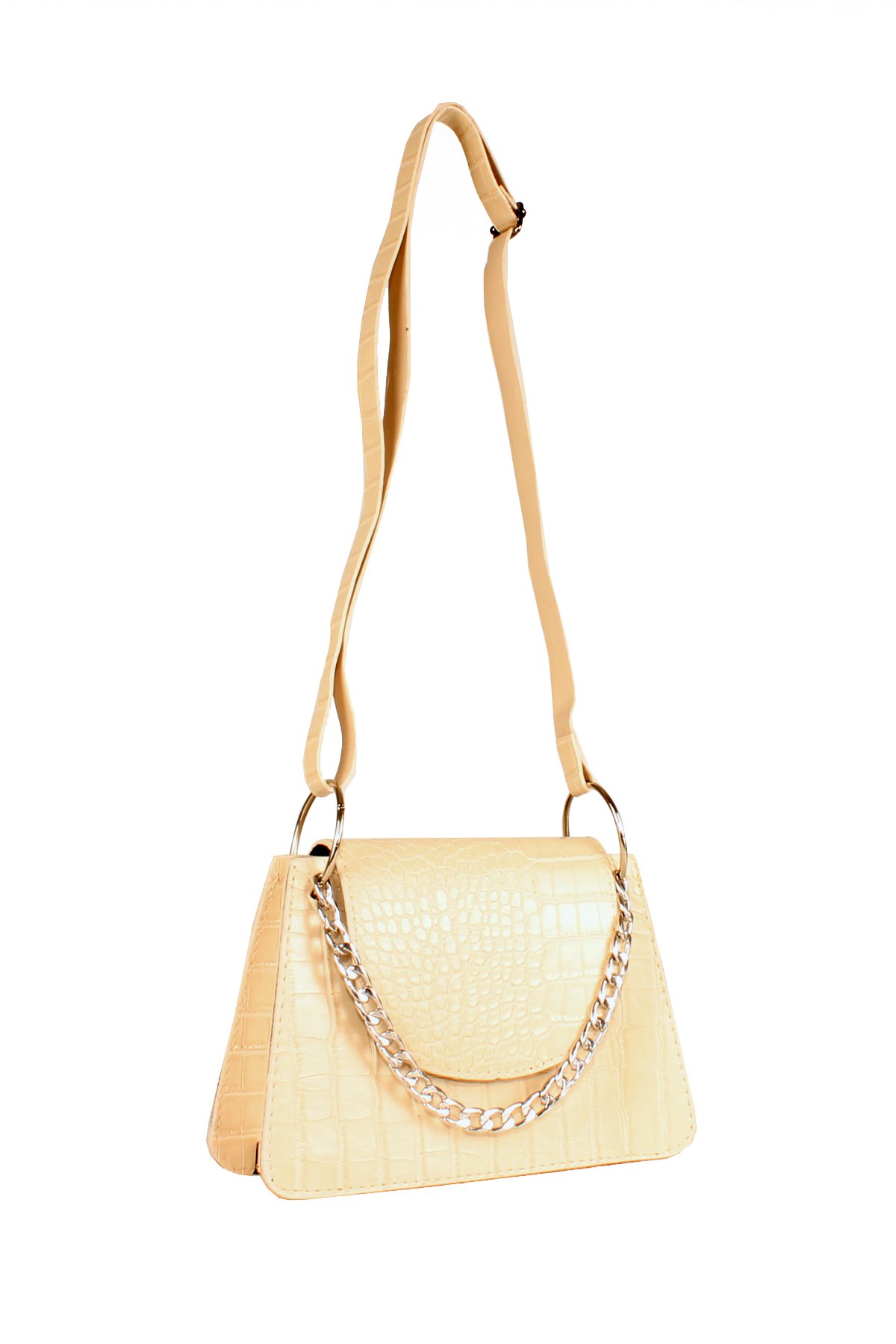 LWE20654-SyhTalhaLuwwe Bag'sKadın Timsah Desenli Deri Zincir ve Omuz Askılı Kapaklı El ve Omuz Çantası (20654)