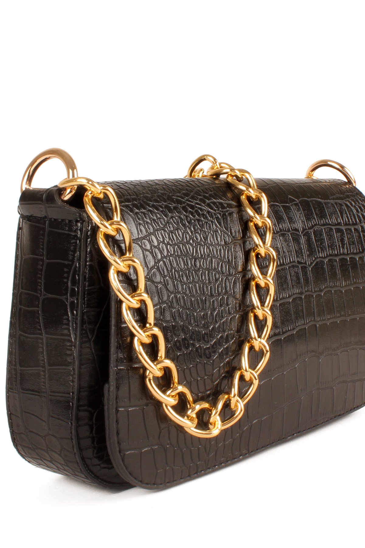 LWE10643-SyhTalhaLuwwe Bag'sKadın Tİmsah Desenli Kalın Zincir Askılı Lux Bageutte&Omuz Çantası (10643)