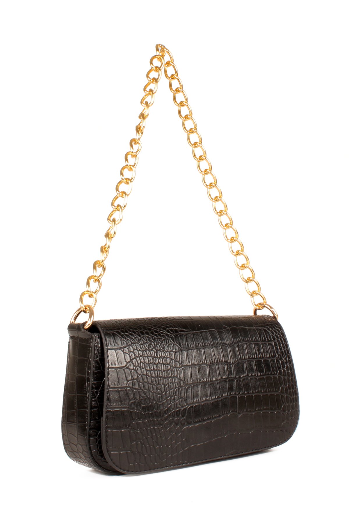 LWE10643-SyhTalhaLuwwe Bag'sKadın Tİmsah Desenli Kalın Zincir Askılı Lux Bageutte&Omuz Çantası (10643)