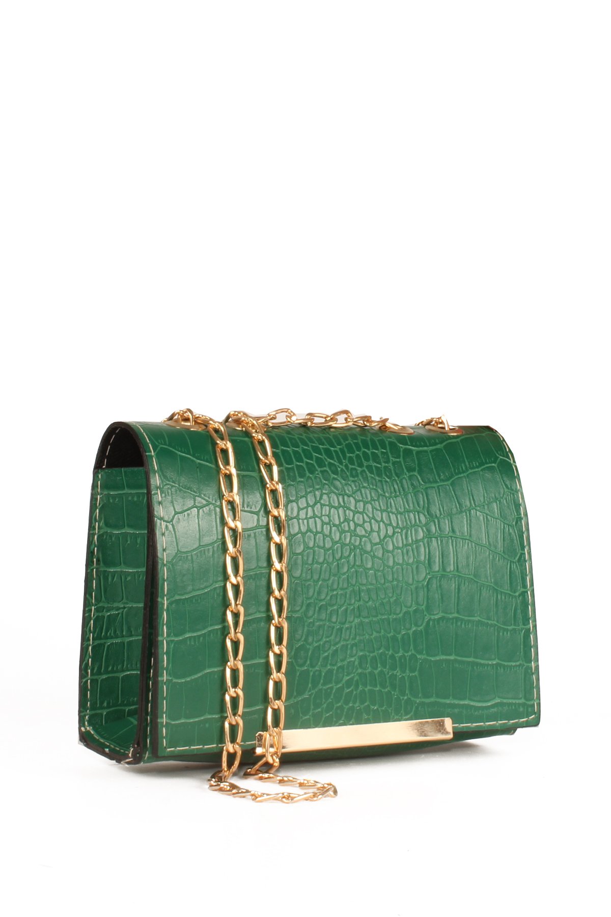 LWE20647-SyhTalhaLuwwe Bag'sKadın Timsah Desenli Kapaklı Zincir Askılı Omuz Çantası (20647)