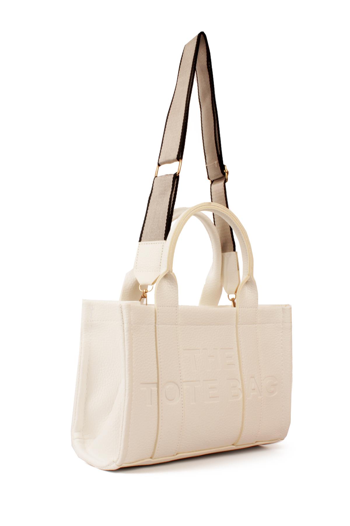 LWE10849-SyhTalhaLuwwe Bag'sKadın Tote Bag Orta Boy(25*20) Tak Çıkar Dokuma Kolon Askılı Yazı Detaylı El ve Omuz Çantası (10849)